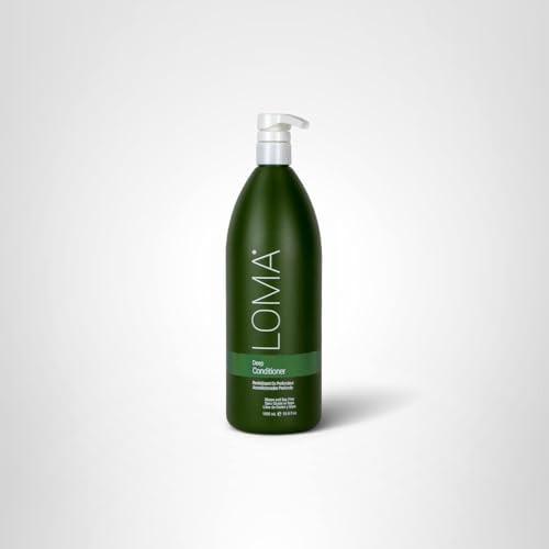 Loma Hair Care Deep Conditioner in a large 33.8 fl oz bottle, showing the conditioner with a smooth, creamy texture and a pump dispenser.
