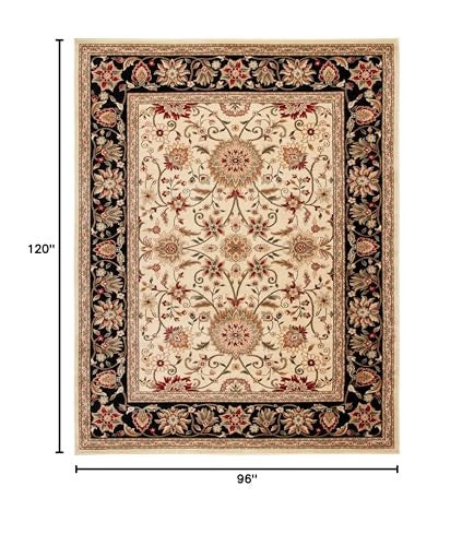 Safavieh Lyndhurst traditional area rug in ivory and black, 8x10 size, featuring intricate patterns and a classic design.