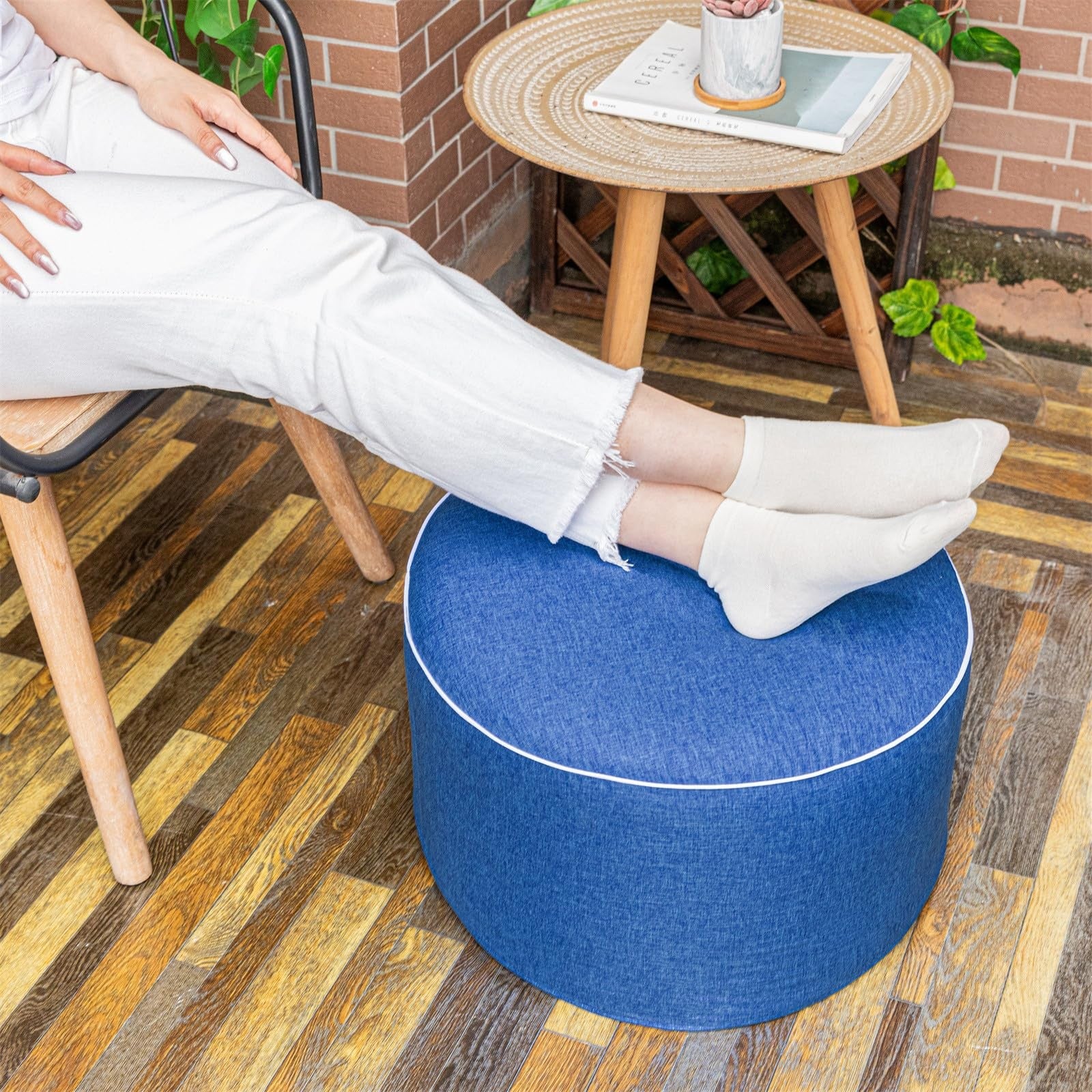 AbunHeri outdoor ottoman in lightwei color, 19x12 inches, modern design suitable for patio or outdoor seating.