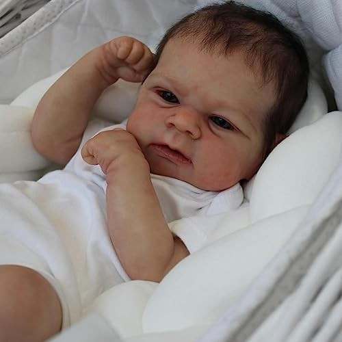 Anano 17 inch realistic reborn baby boy doll with lifelike silicone vinyl and hand-rooted hair