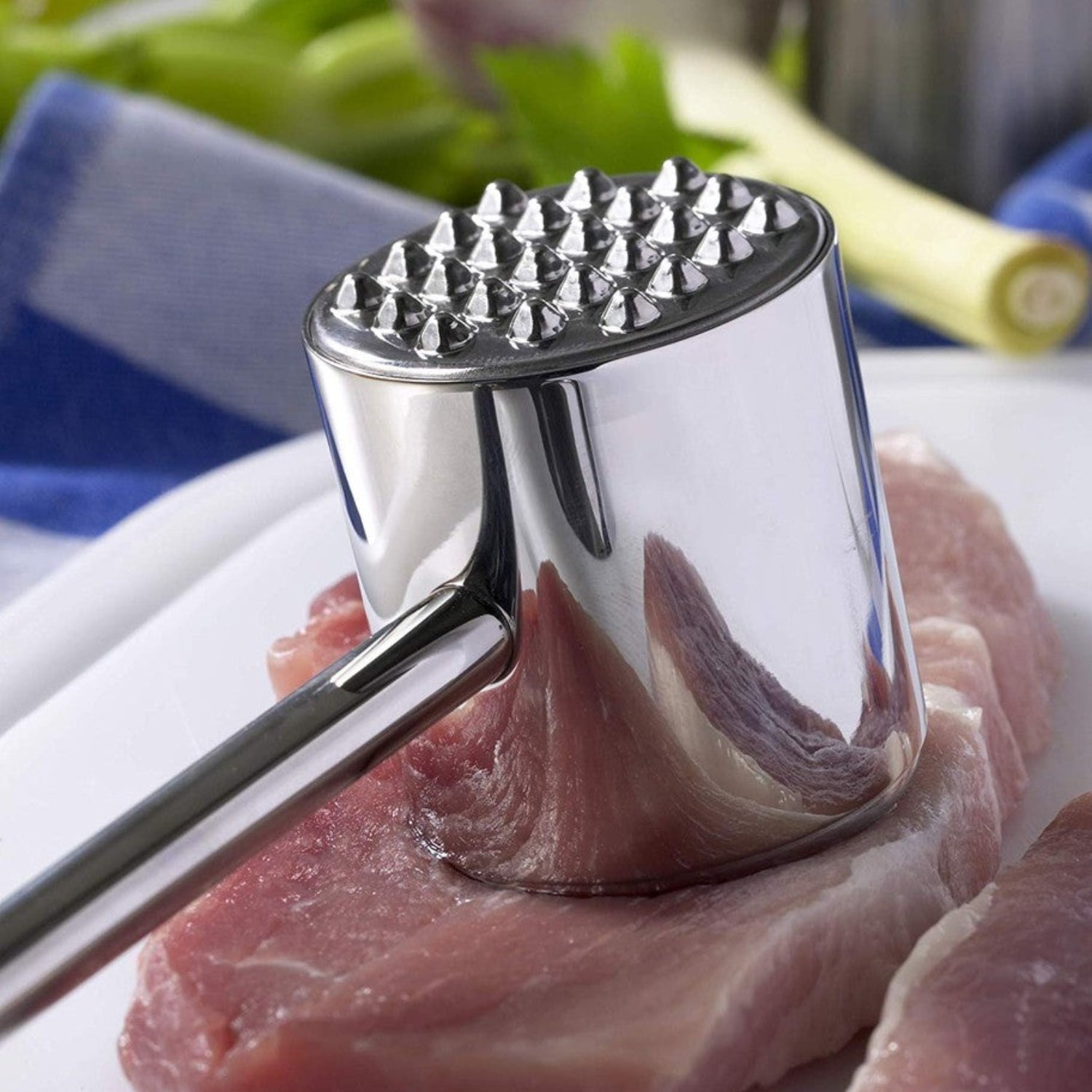 Rösle stainless steel heavy weight meat tenderizer mallet with textured head for tenderizing meats