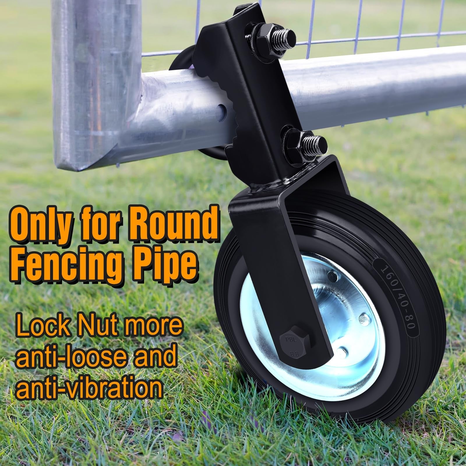 Mofeez gate wheel for metal swing gate, supports frames 1-5/8 to 2 inches, durable support wheel for smooth gate operation
