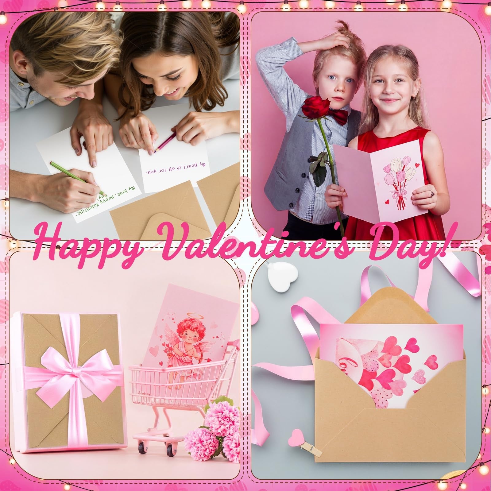 Tenceur pink Valentine greeting cards with love heart design, includes 240 envelopes for special occasions and heartfelt messages.