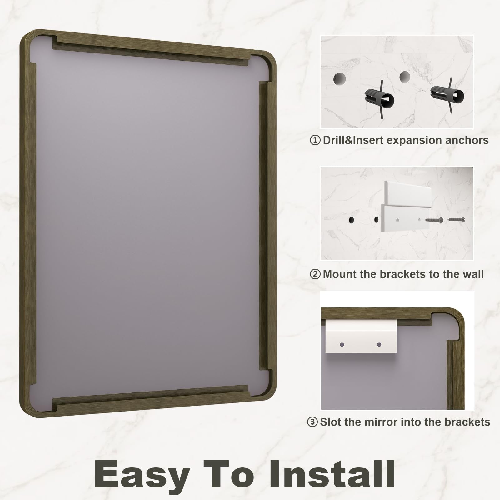 Bronze framed VANLIO bathroom mirror with brushed bronze metal vanity frame, 22x30 inches, wall-mounted design.