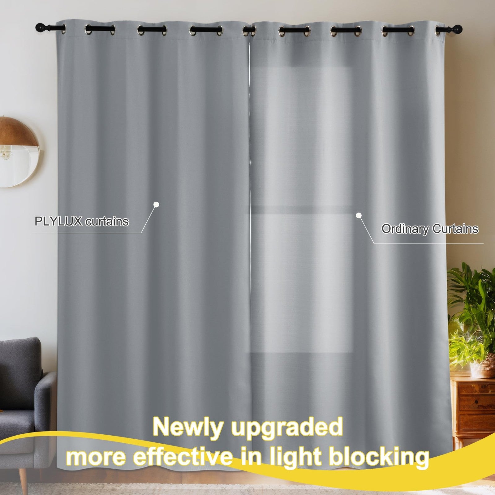 NICETOWN blackout curtains with grommets, 84 inches long, two panels ideal for bedroom window coverage and light blocking.