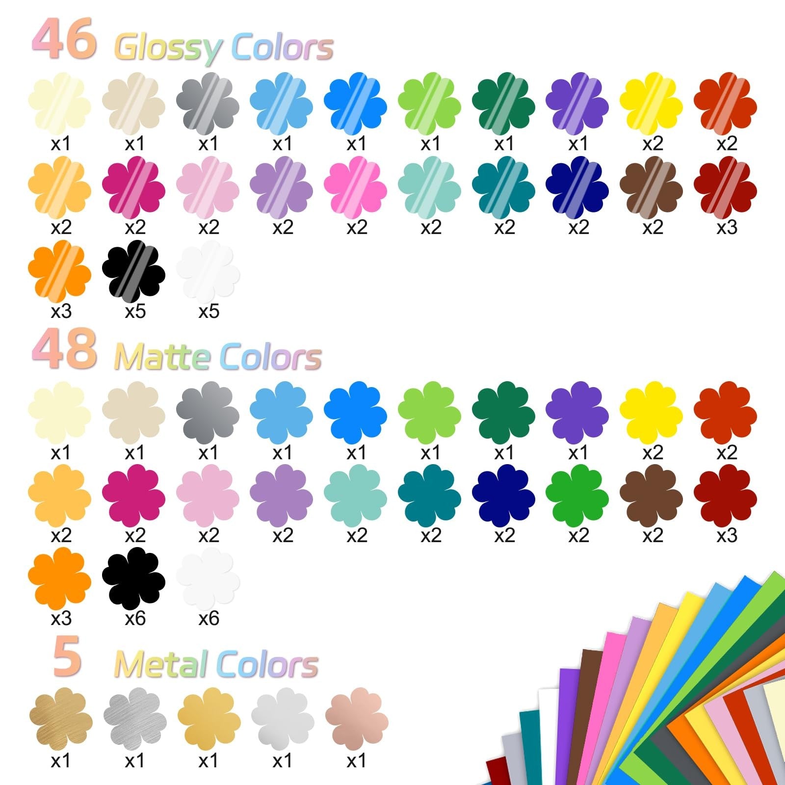 Prime Vinyl Prime Permanent Vinyl 99 pack with 12x12 inch sheets in gloss, matte, and metallic finishes for cutting projects.