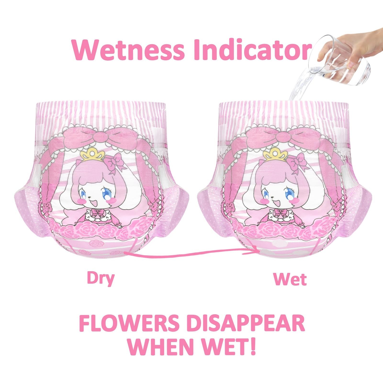 Littleforbig adult printed cloth back diaper pack with 10 pieces, size Medium (28-38 inches), featuring colorful cartoon designs.