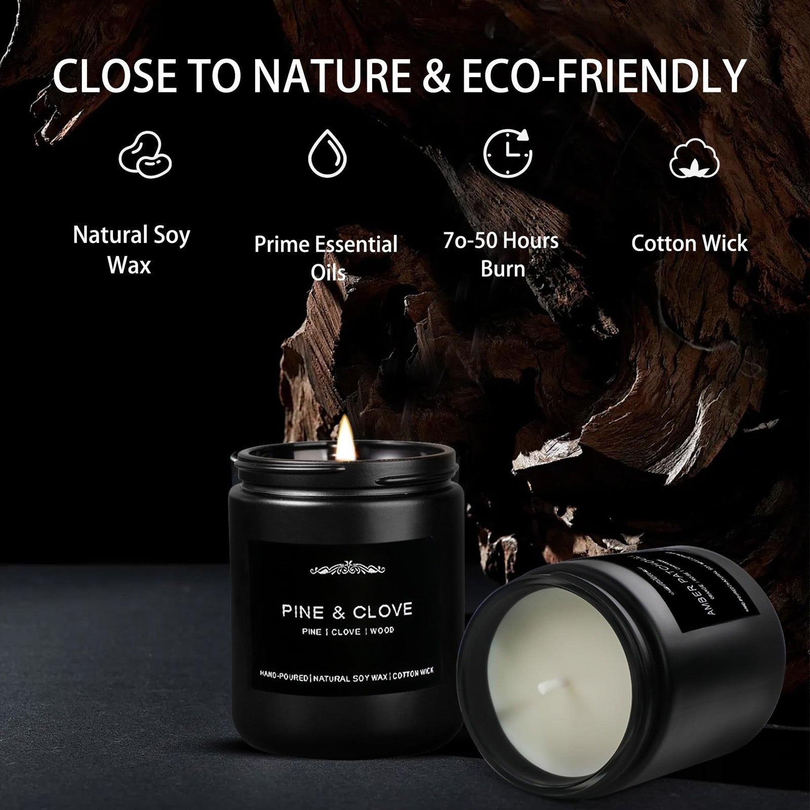 Inayou men's candle gift set with a 28oz soy wax long-lasting candle and masculine scent, shown in a decorative container