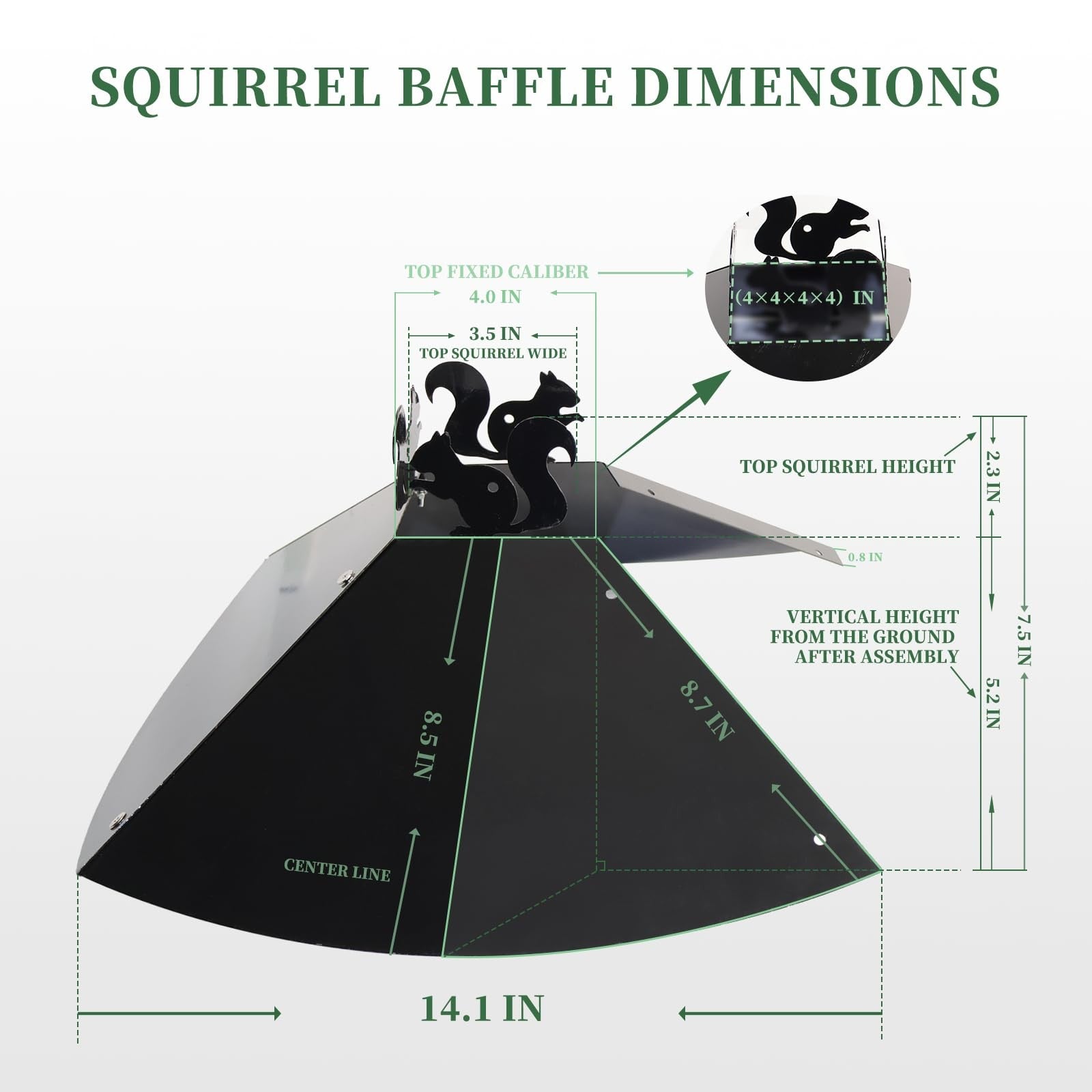 RELIY metal squirrel baffle for 4x4 outdoor wood post, 18-inch diameter, designed to protect bird feeders from squirrels.