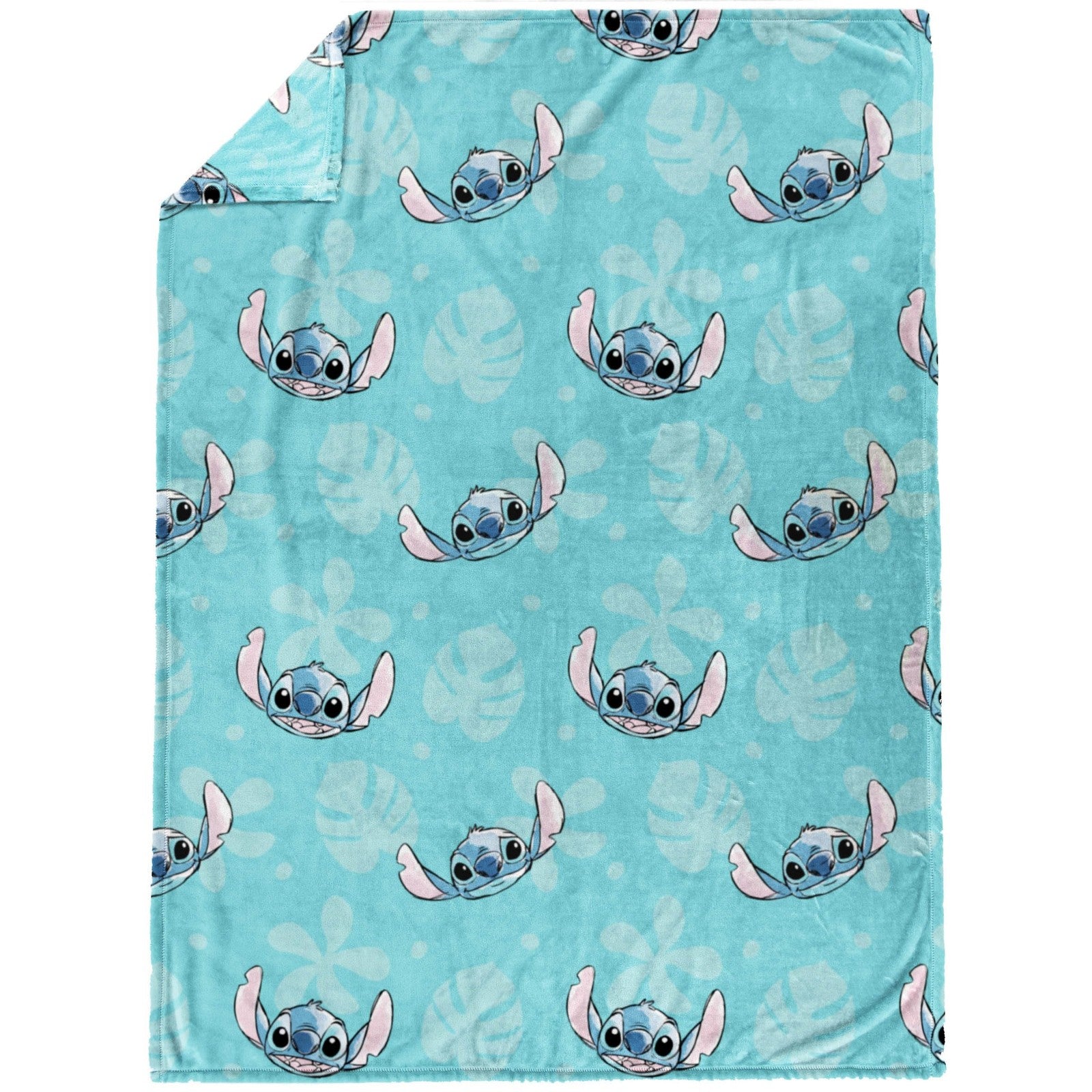 Jay Franco Lilo & Stitch plush throw blanket featuring cartoon Stitch design, made of soft fleece, 46x60 inches for kids.