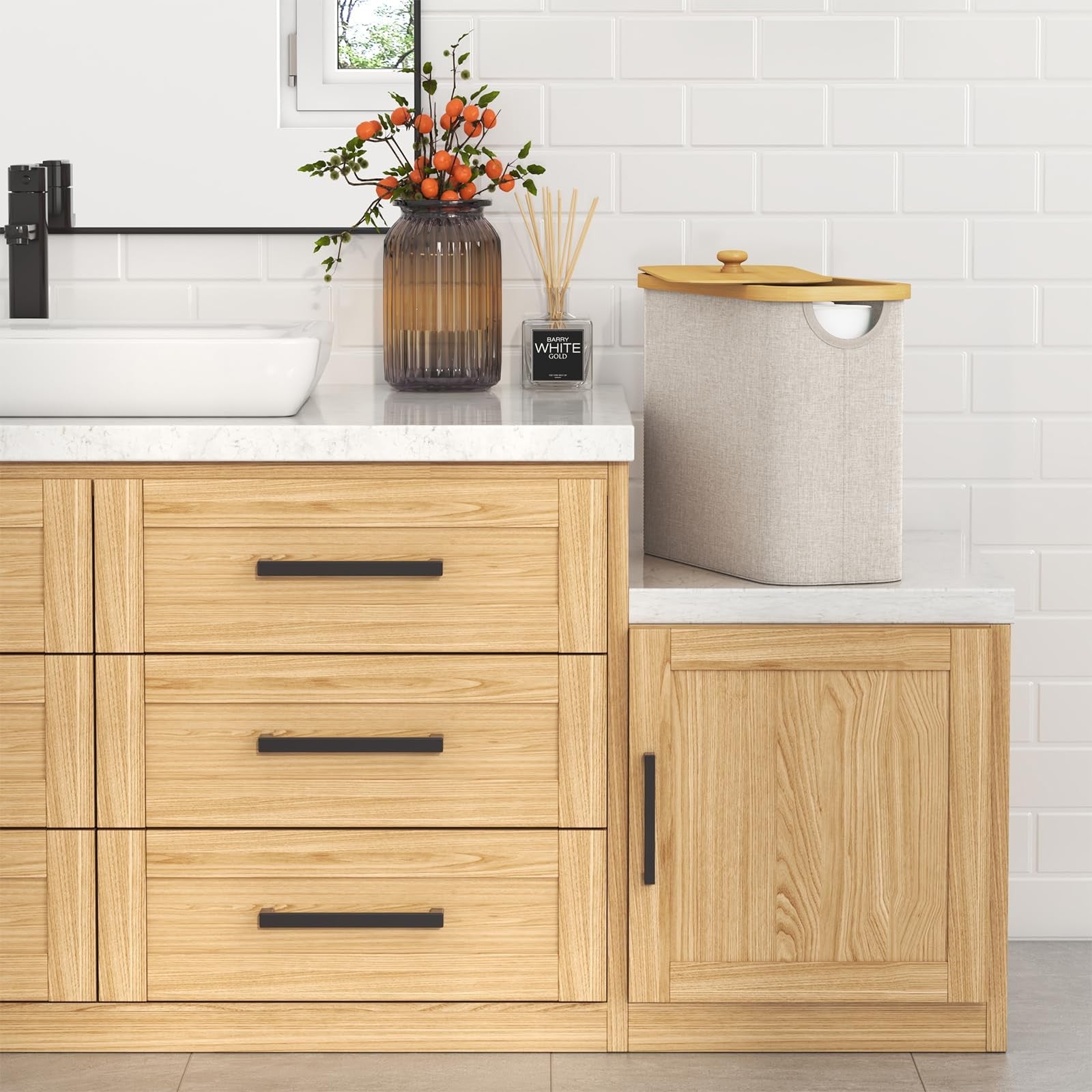 Lifewit free-standing toilet paper storage holder with bamboo finish, designed to hold 9 to 12 rolls, compact and stylish.
