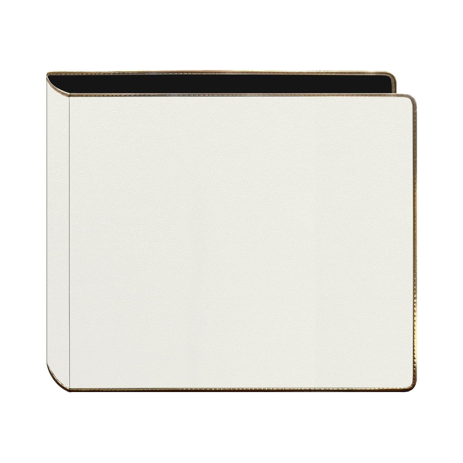 White Pioneer Photo Albums 12x12 scrapbook with gold piped edge and 3-ring binder design, sewn binding for durable storage.