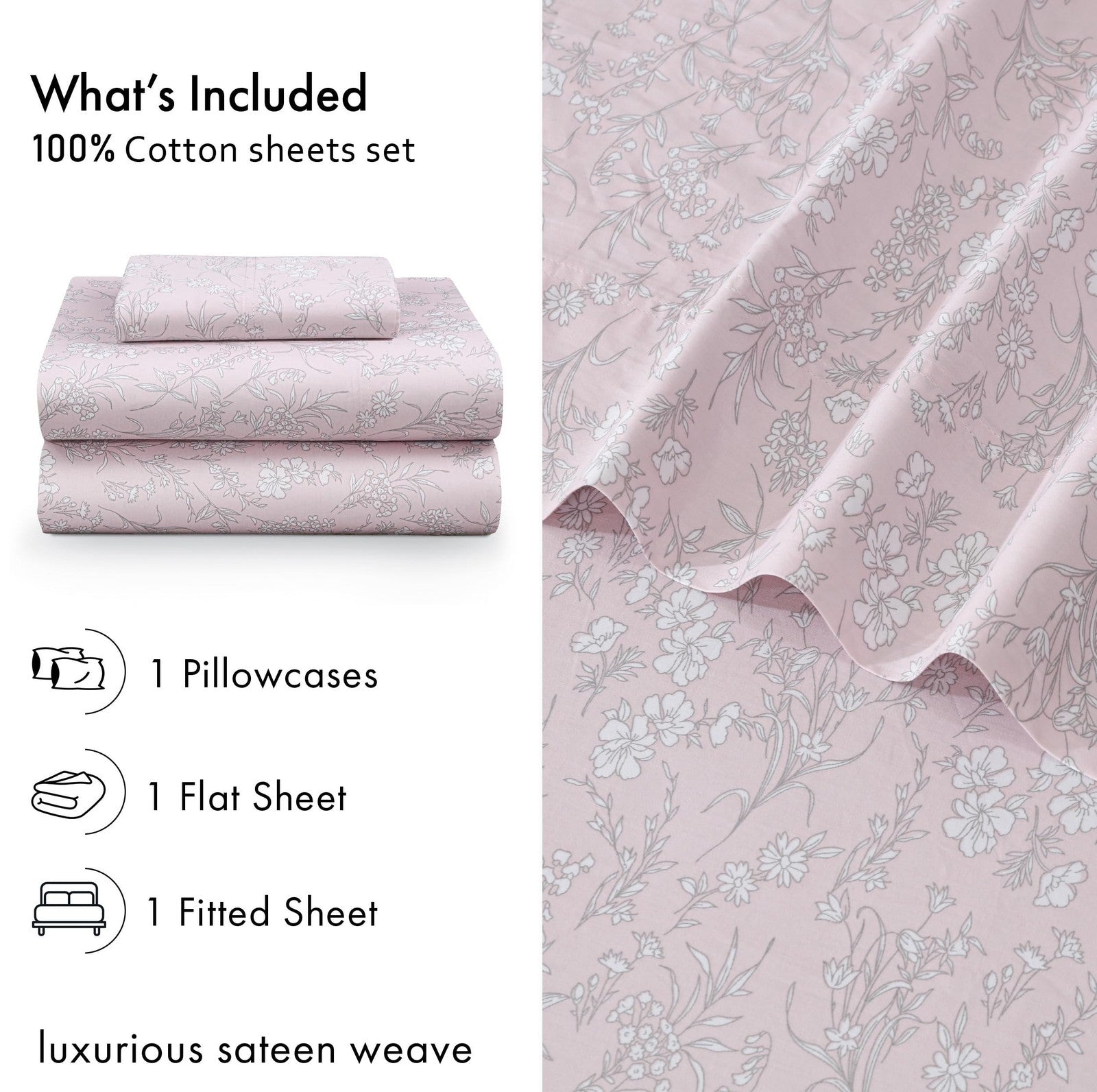 RUVANTI 100% cotton Twin XL bed sheet set with silky soft 300TC sateen finish, cooling and lightweight for comfortable sleep.