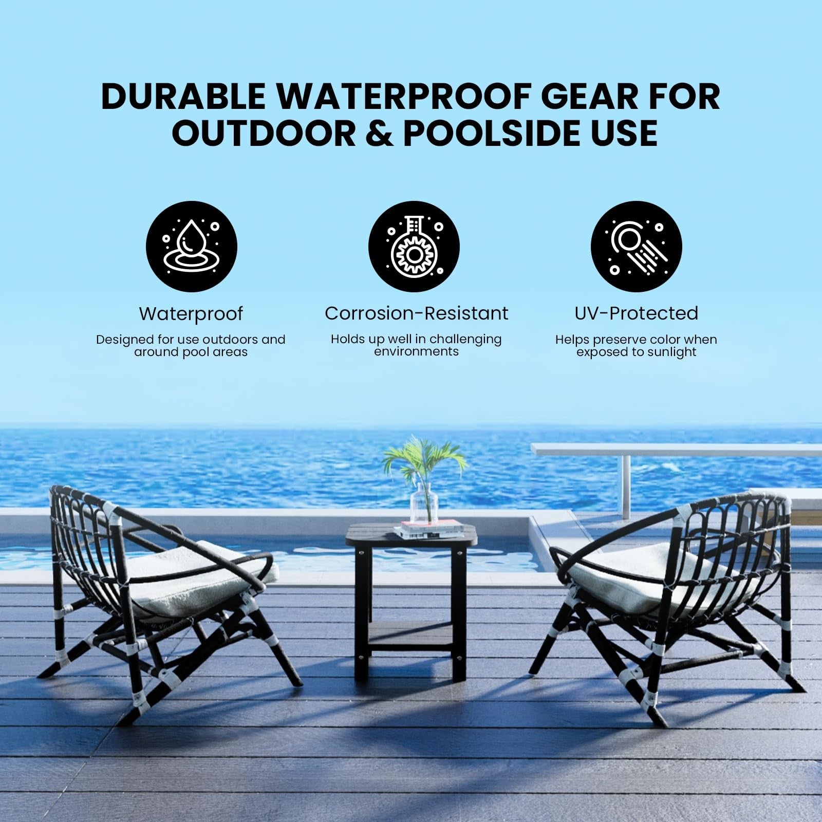UQQUUNIQ 2-tier outdoor side table with weather-resistant wood finish, compact 16-inch Adirondack style for patio or garden use.