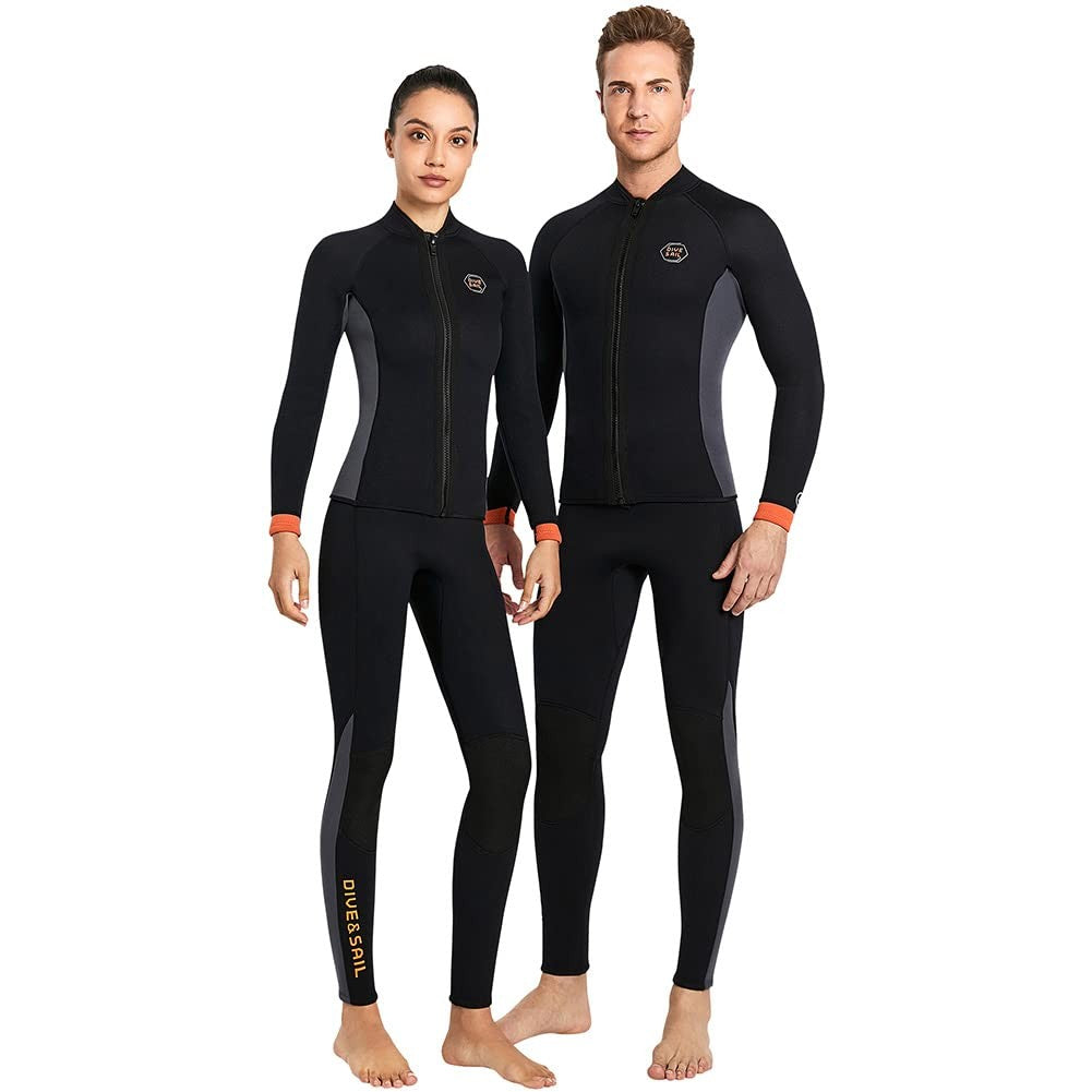 Skyone 3mm neoprene wetsuit top jacket with long sleeves for women and men, ideal for diving and scuba activities.