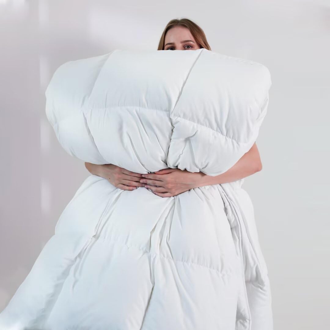 Downcool full size lightweight duvet insert in white, all-season down comforter with a soft, plush appearance.