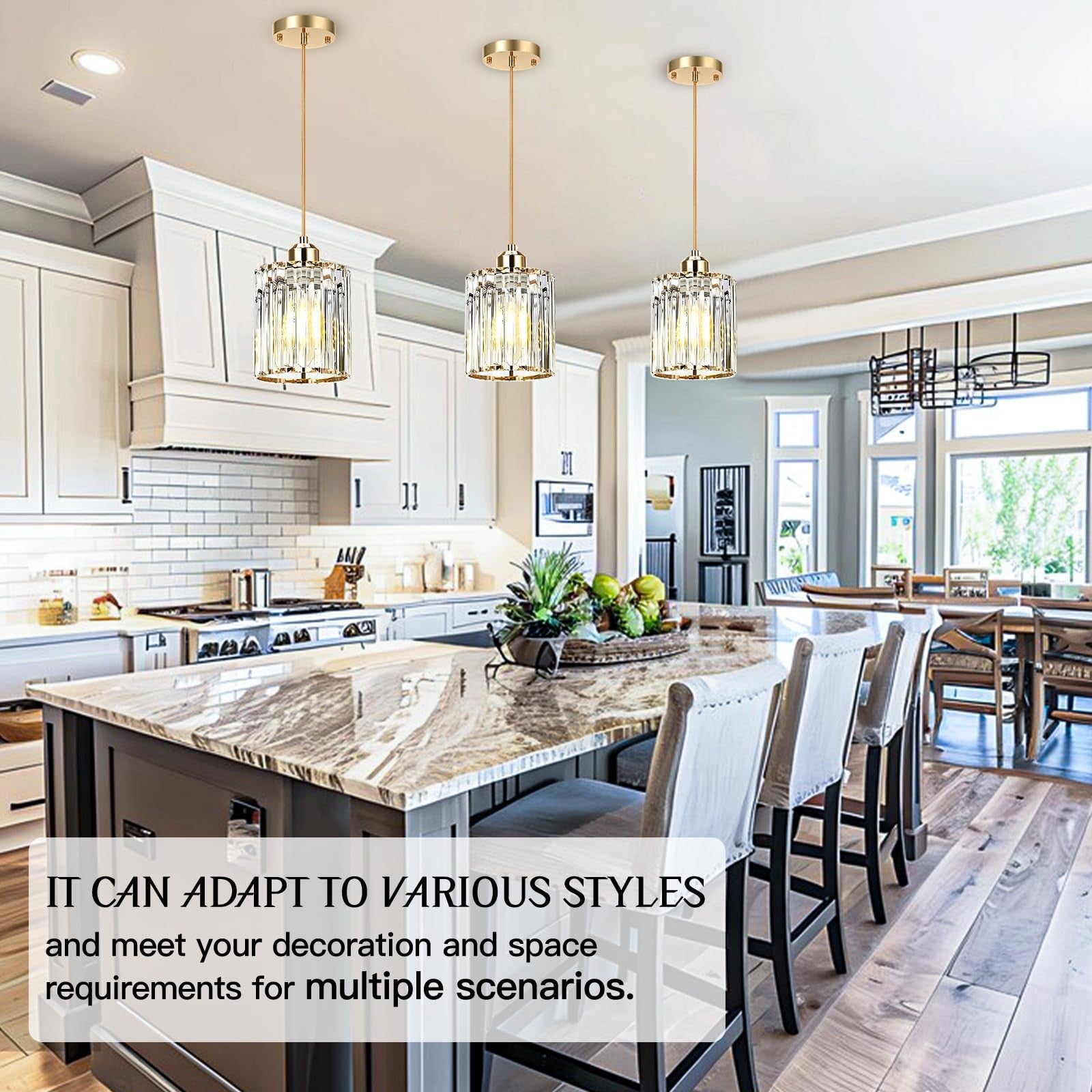 Modern WKWKTOTO pendant light for kitchen island, featuring sleek design and elegant fixture suitable for contemporary kitchen decor.