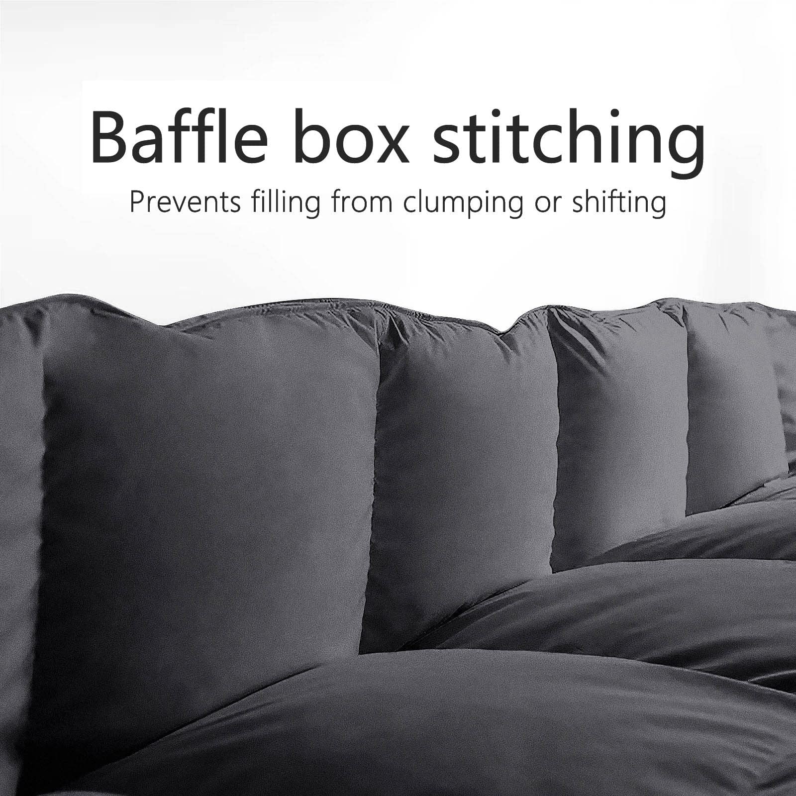 Light grey Texartist Premium 2100 Series full comforter designed for all-season comfort, featuring breathable fabric and plush filling.
