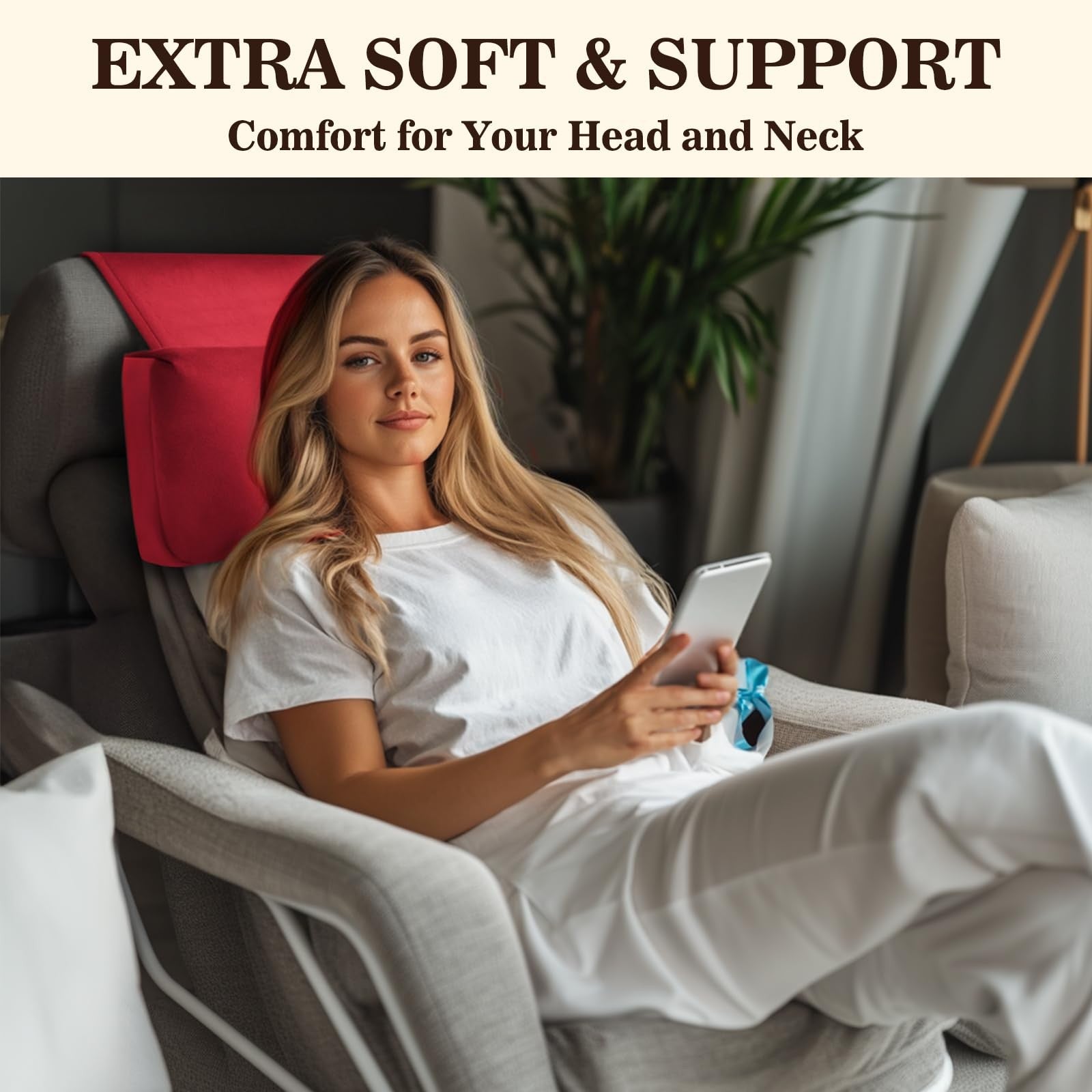 AHUAWA recliner headrest pillow with adjustable neck and head support, soft cushion for comfortable relaxation.