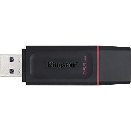 Kingston DataTraveler Exodia 256GB USB 3.2 flash drive in black with sleek design and Kingston branding visible.