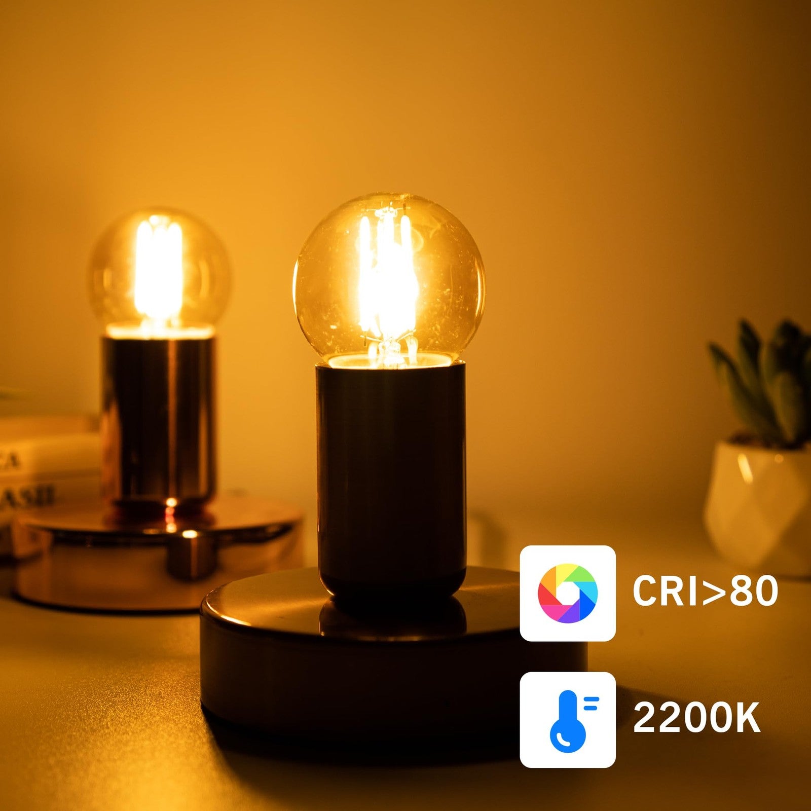 Dimmable amber LED G16.5 light bulb by PADMO LUDAZ, vintage style, 40W equivalent, 4W LED for warm ambient lighting