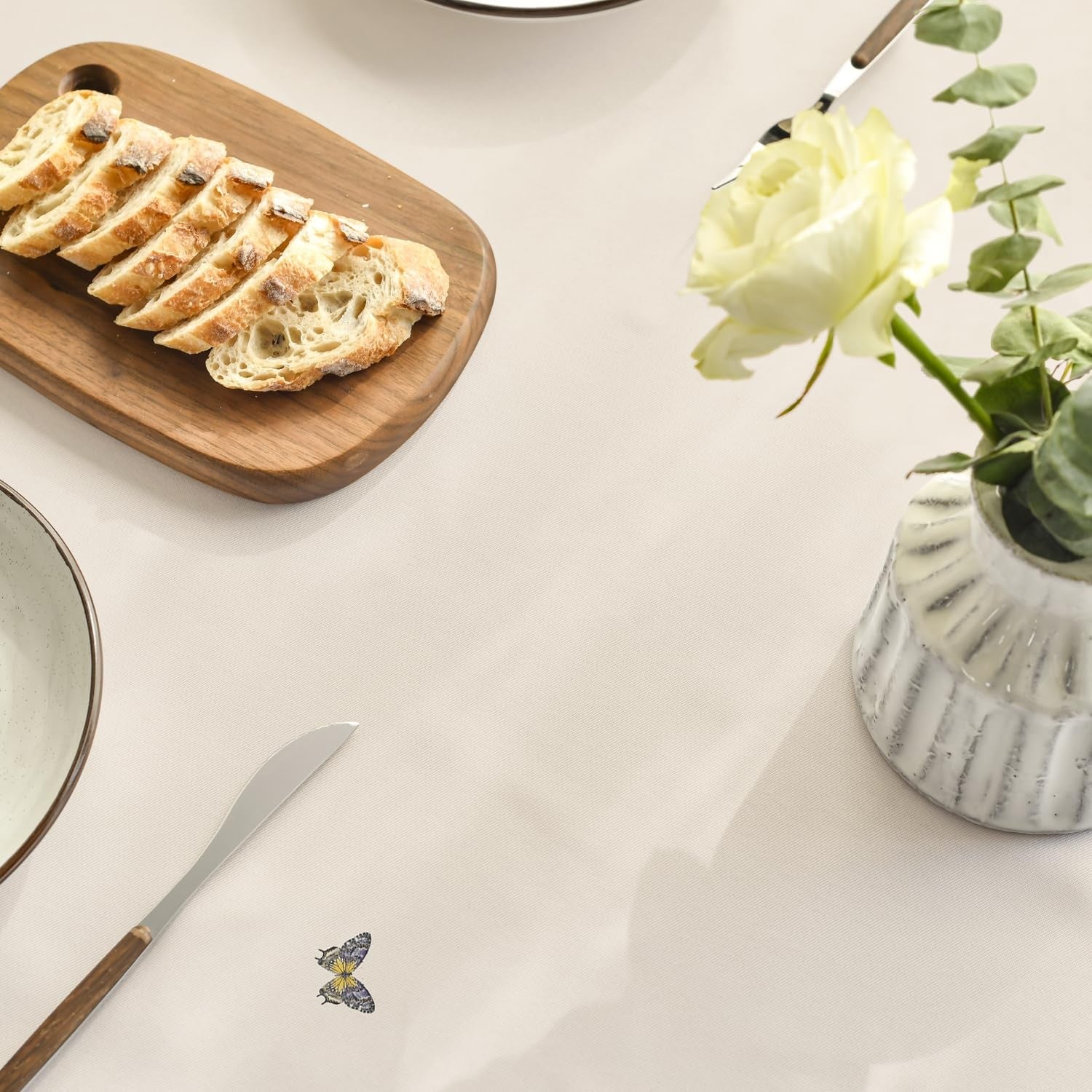 Horaldaily vintage floral spring tablecloth in beige with rectangular shape, 60x140 inches, featuring a classic flower pattern.