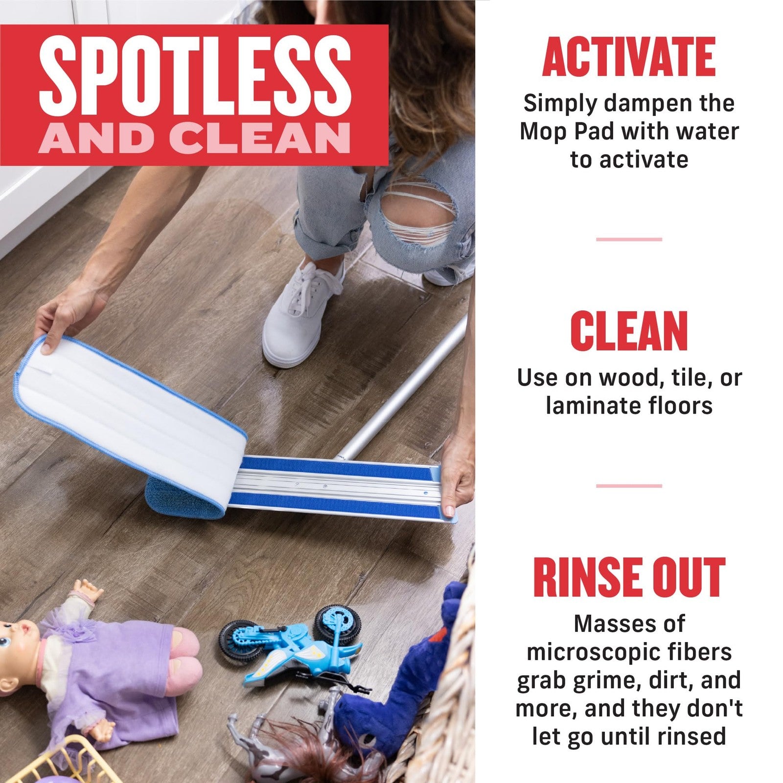 E-Cloth Deep Clean microfiber mop pad for home cleaning, designed for hard floors and reusable for eco-friendly use.