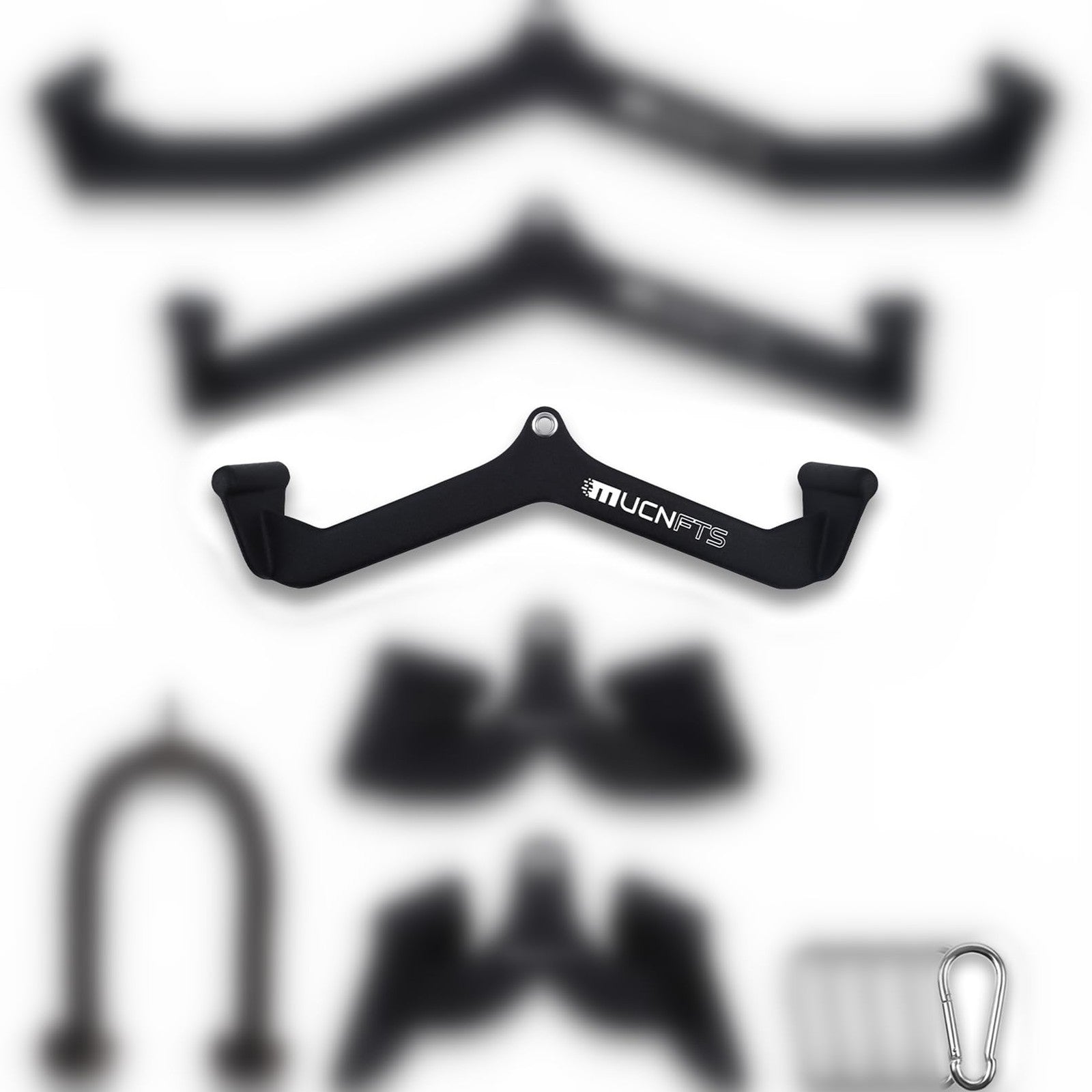 Mucnfts LAT pulldown attachment with thick ergonomic back and tricep handle for cable machine workouts.
