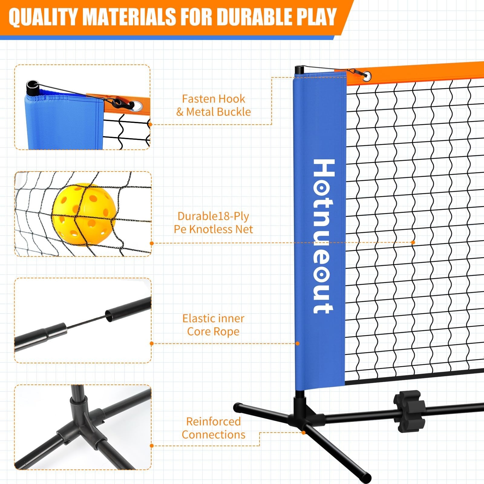 Hotnueout 5FT mini pickleball net for driveway practice, portable and lightweight pickleball game net for outdoor play.