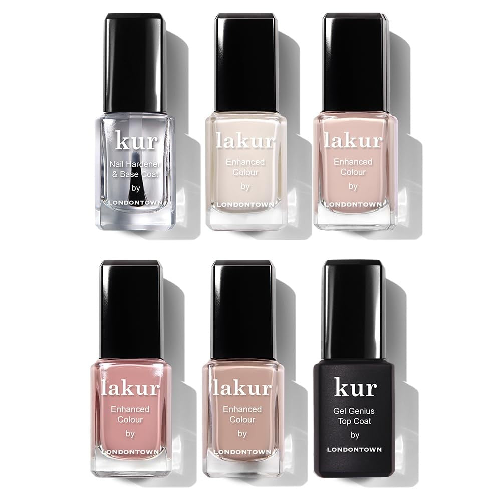 LONDONTOWN The Sophisticate Collection full manicure nail polish kit with multiple polish bottles and nail tools on a white background
