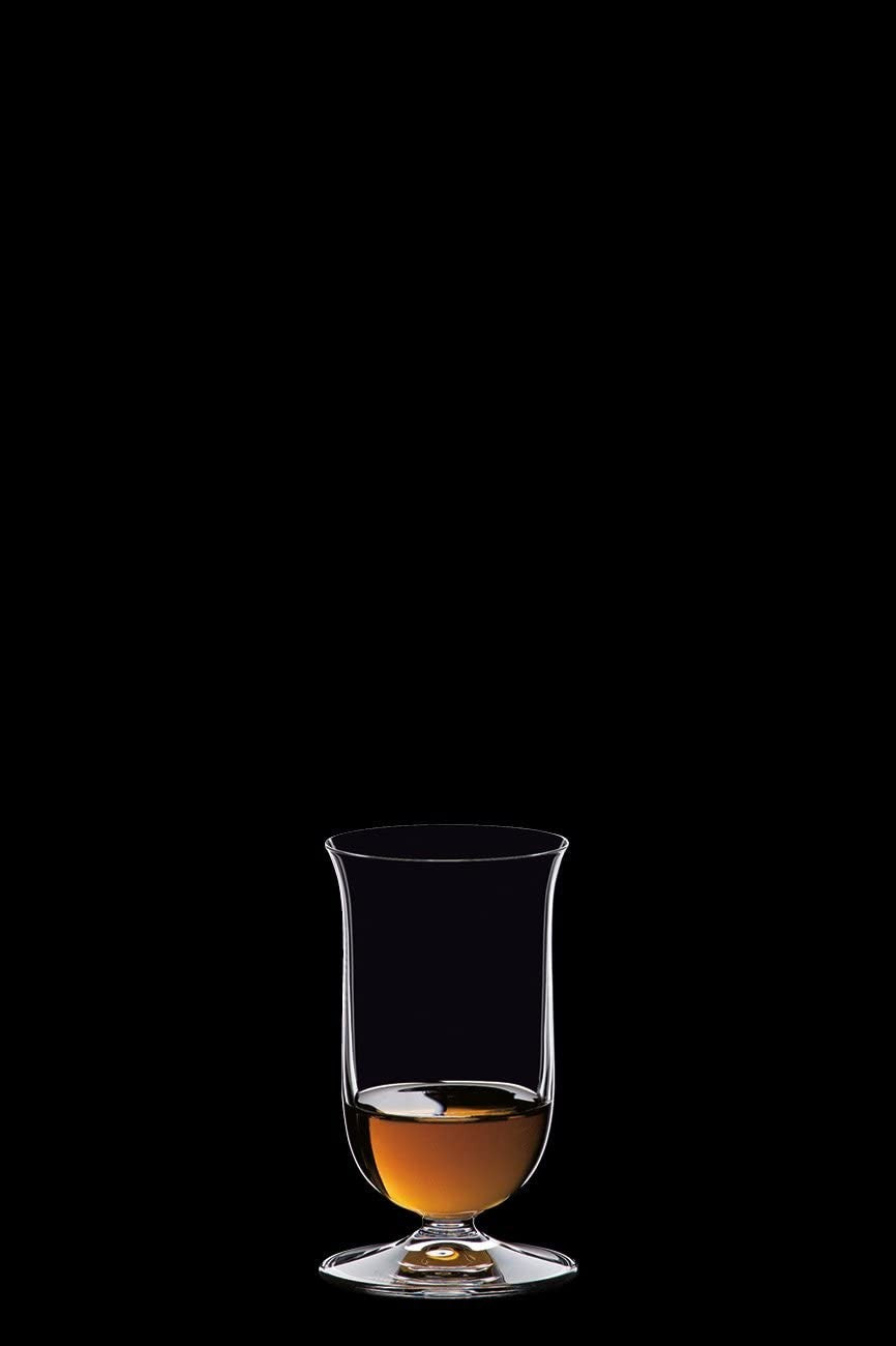 Pair of Riedel Vinum single malt whisky glasses, dishwasher safe, with elegant tulip-shaped bowls and slender stems.