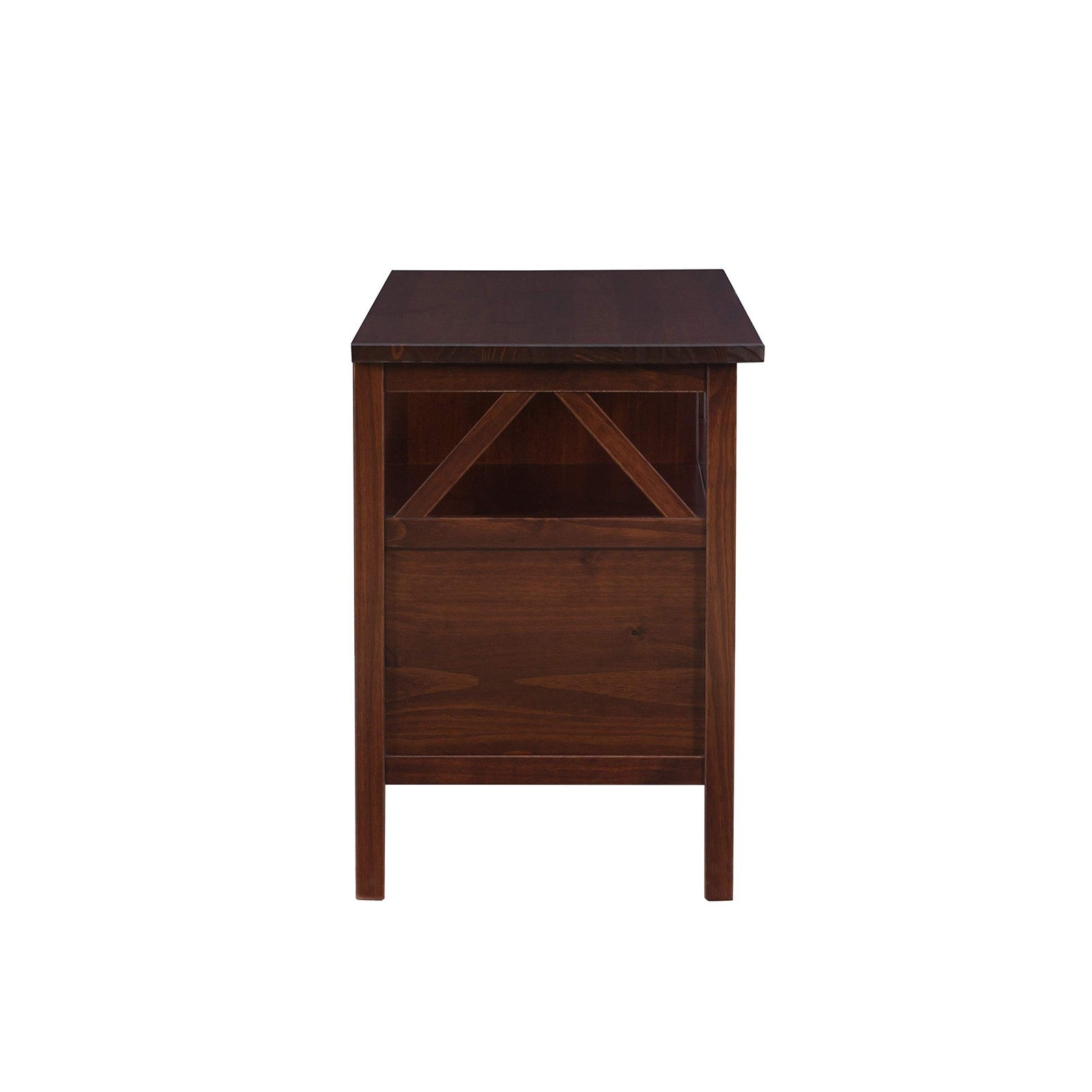 Antique tobacco-colored Linon Home Decor Titian TV stand with wood finish and classic design, measuring 44.02 inches wide.