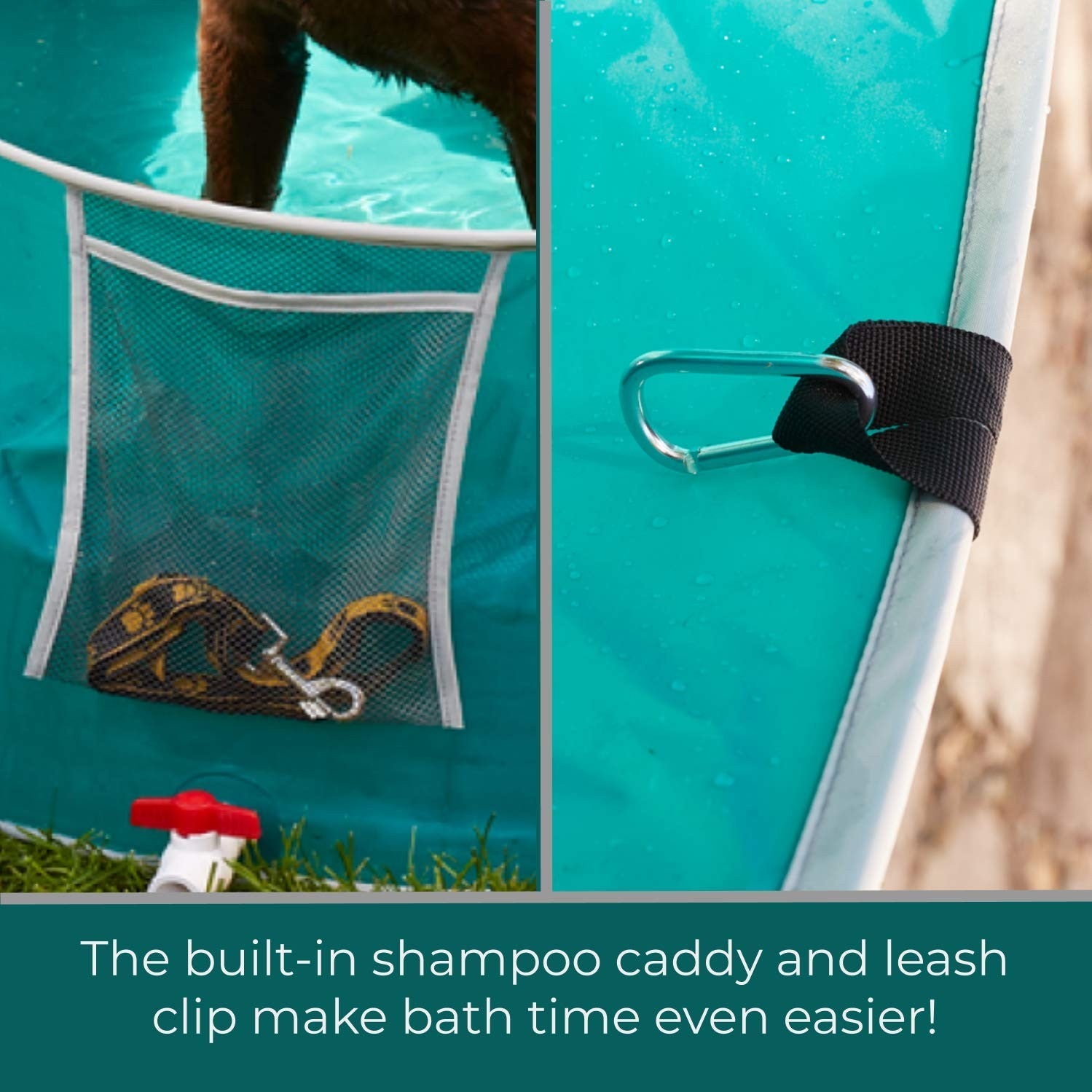 MYPET North States portable foldable pet pool with 48-inch diameter, shown filled with water for pet swimming and bathing.