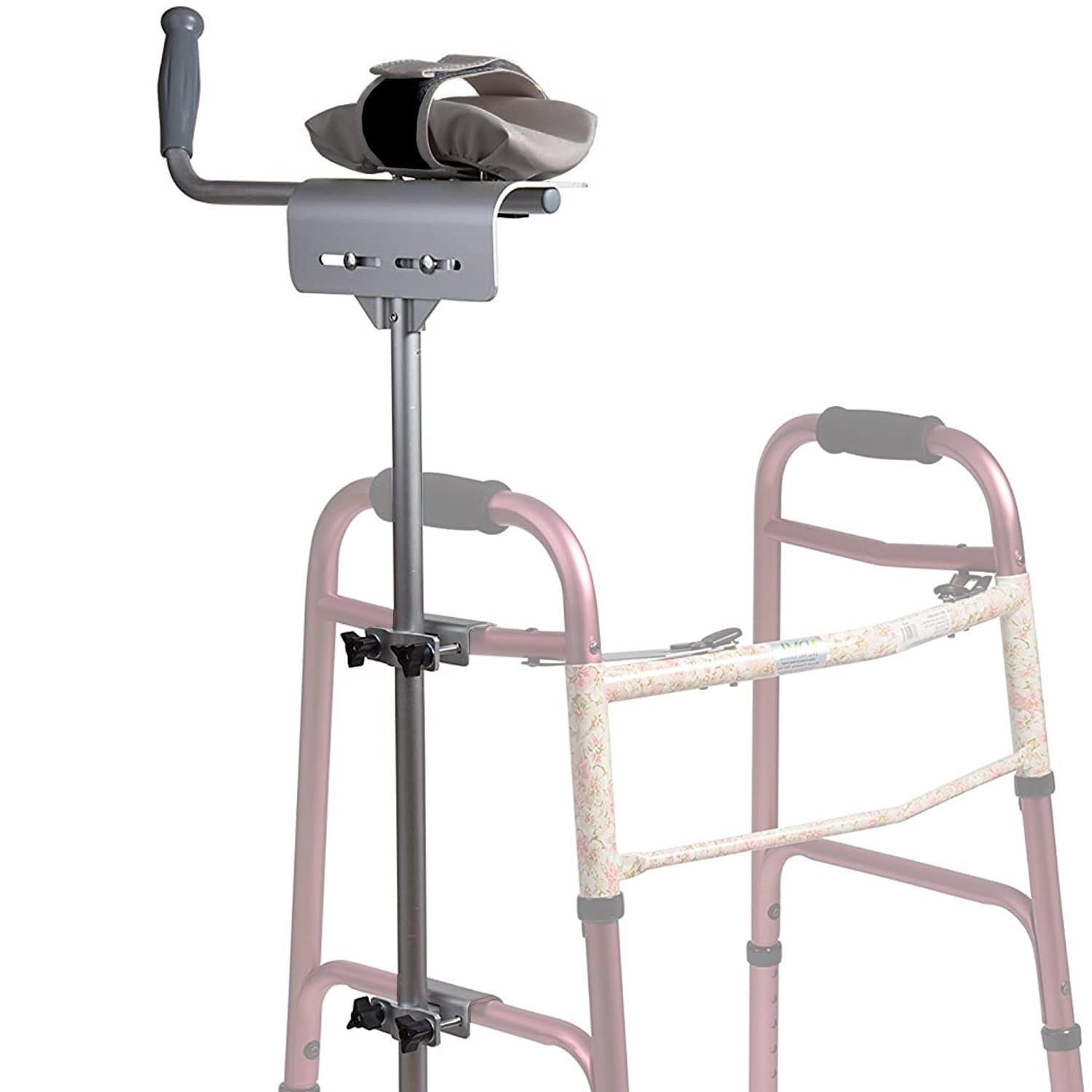 DMI MABIS walker platform attachment with adjustable padded cuff, lightweight aluminum design, no tools needed, for improved stability.