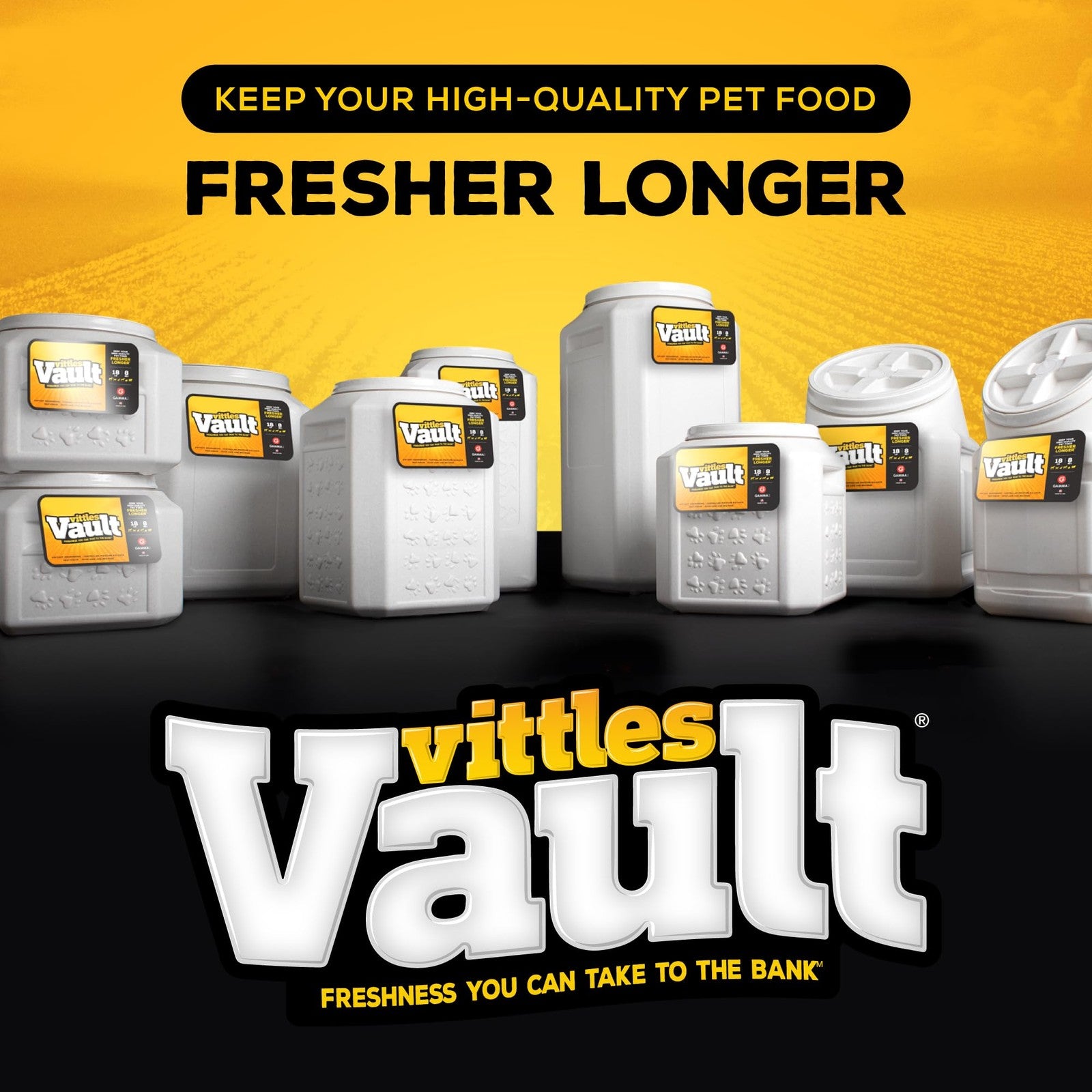 Gamma2 Vittles Vault pet food storage container with a sealed lid, ideal for storing dog and cat food securely.