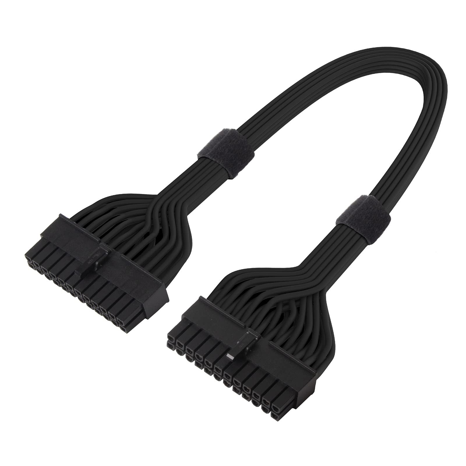 SilverStone 24-pin ATX power cable in black, 350mm length, for PC computer power supply connections.