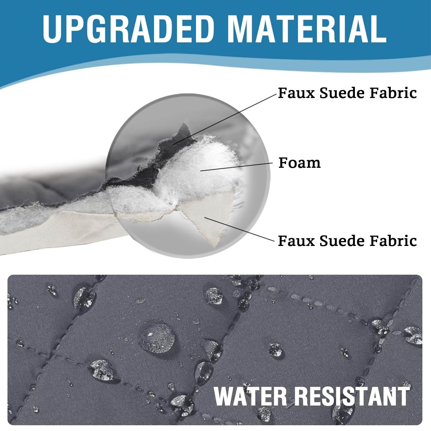 H.VERSAILTEX Reversible grey water resistant microfiber office chair cover with non-slip buckle straps