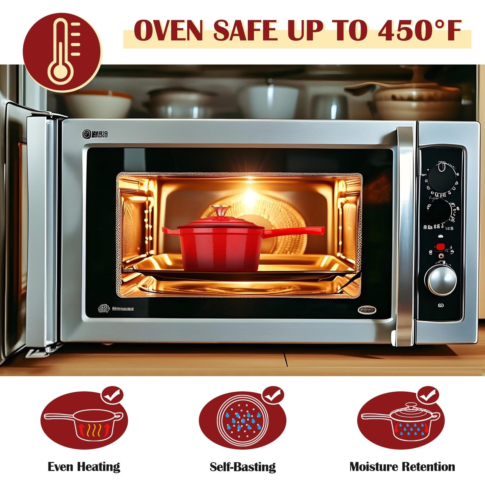 E-far enameled cast iron 1-quart saucepan with lid, mini Dutch oven for sauces and small cooking tasks