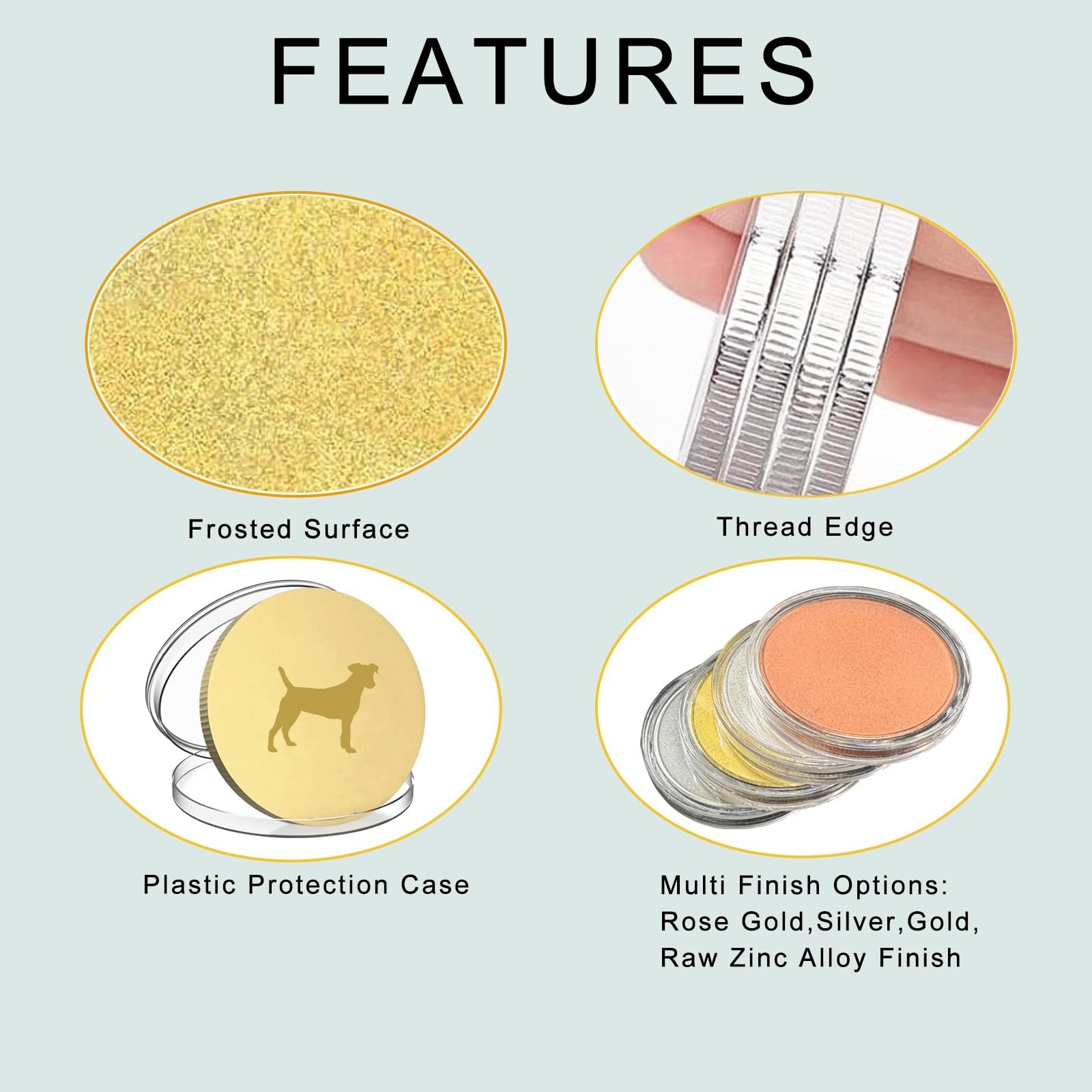 Blank zinc alloy challenge coins for laser engraving, 40mm diameter, bulk pack from ZDQCB, ideal for custom engraved coins.