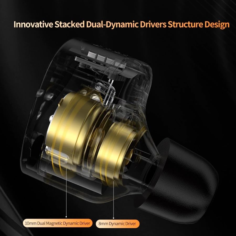 KZ Castor improved bass earbuds with microphone, showing black in-ear design and inline control for enhanced audio experience.