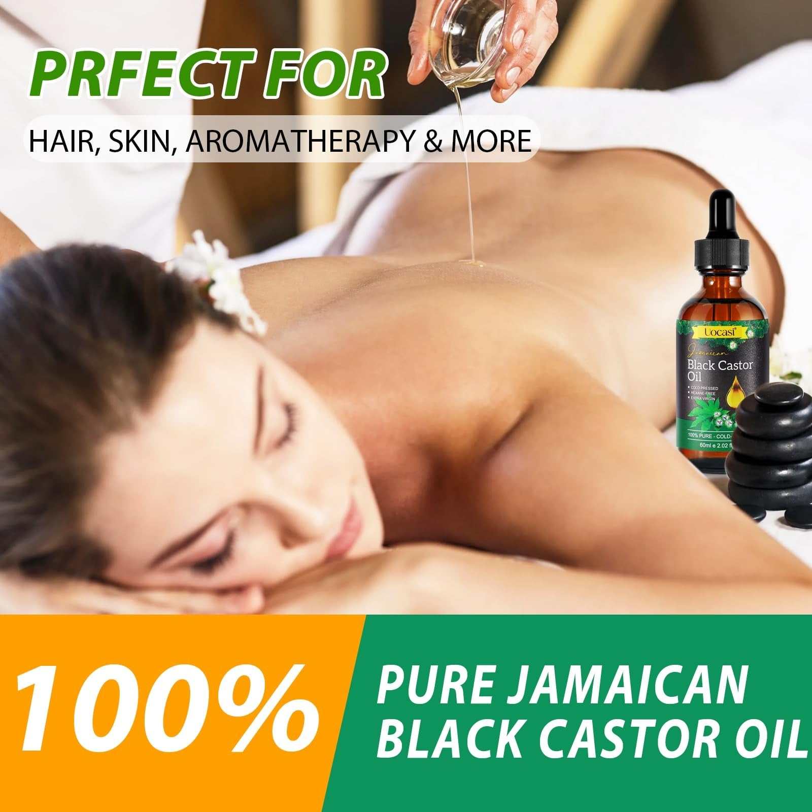 Jamaican Black Castor Oil 100% pure organic cold pressed in glass bottle for hair skin and muscle care