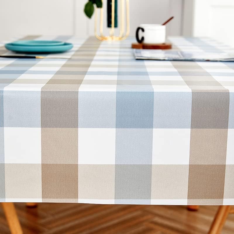 Rectangle Lohascasa vinyl oilcloth tablecloth with waterproof PVC surface, wipeable and durable for kitchen or dining table use.