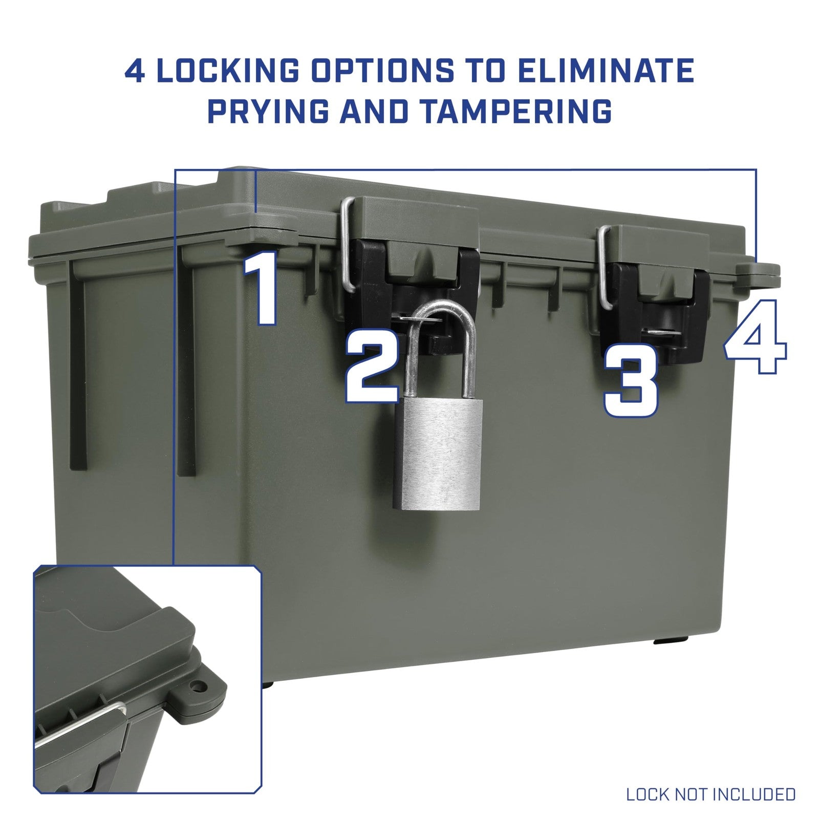 Sheffield 12774 XL stackable storage bins with lids, 2-pack, made of durable plastic, shown stacked with lids on.