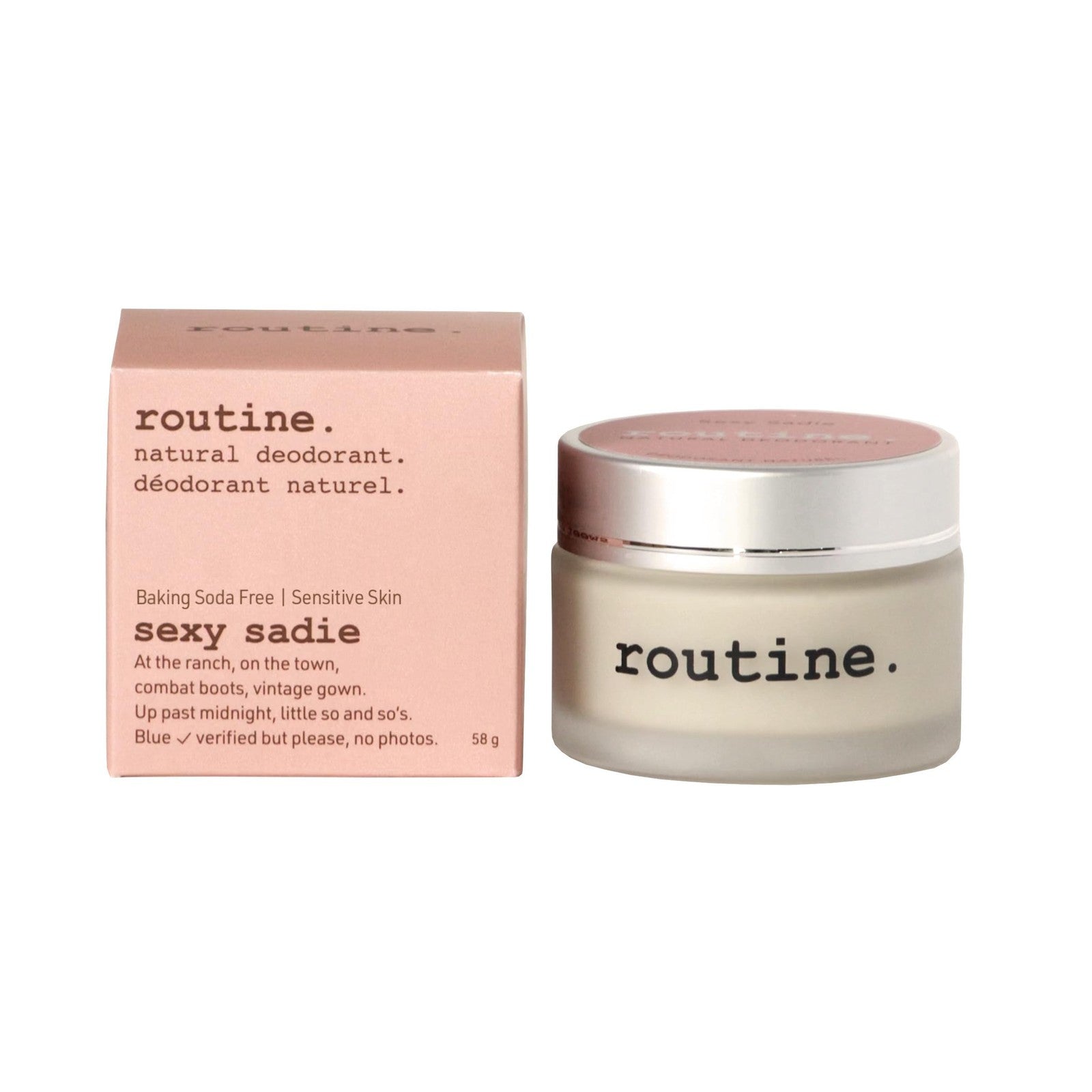 Routine Natural Aluminum-Free Deodorant 2oz for women and men with ylang ylang and orange scent, shown in its packaging.