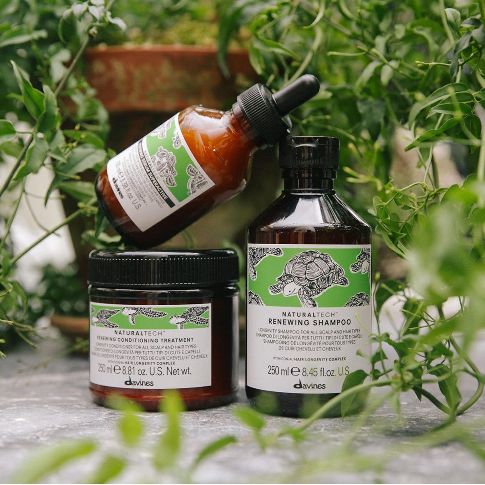 Davines Naturaltech Renewing Conditioner bottle with label, showcasing nourishing and moisturizing hair care for healthy hair.
