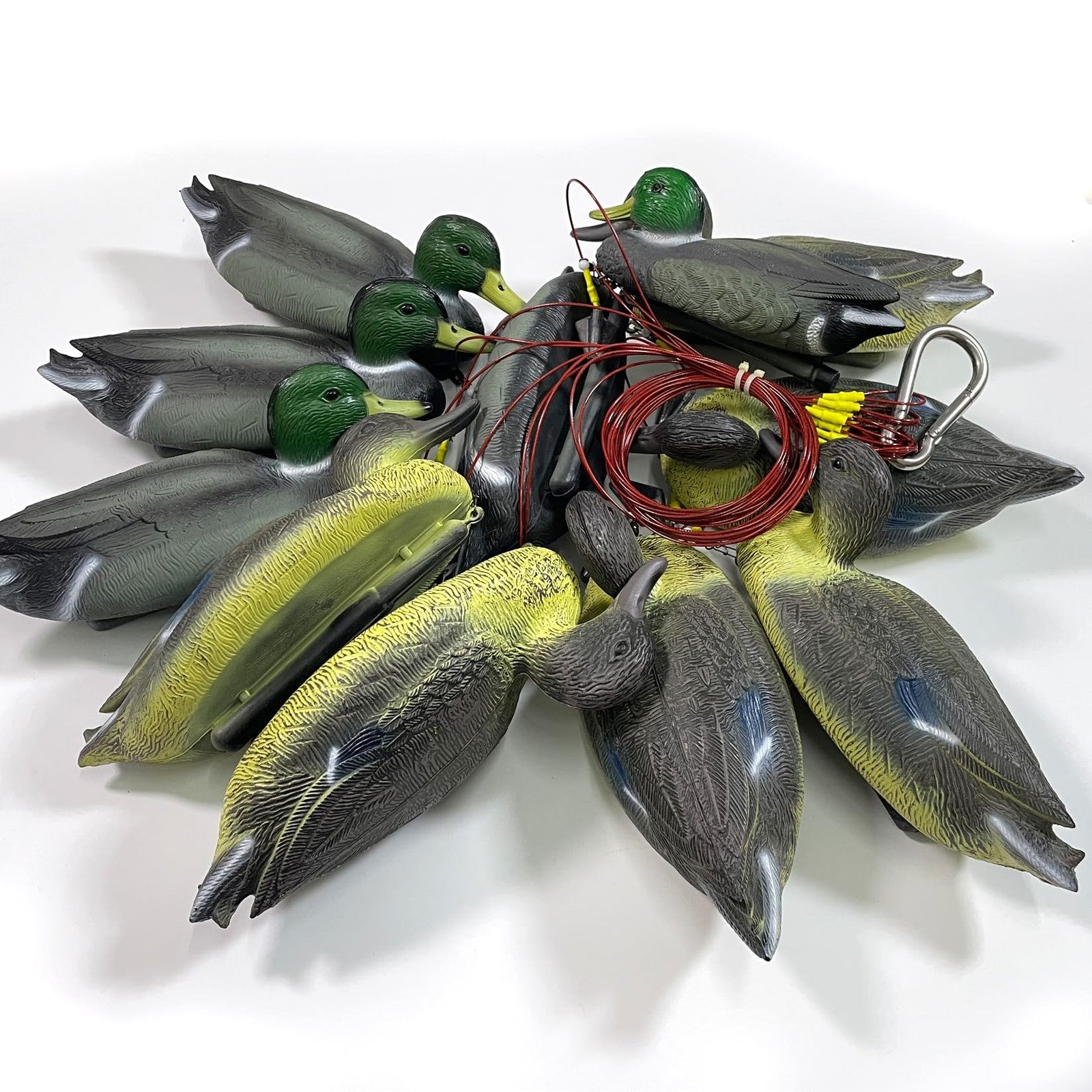 ZLEYECZ duck decoy weights with stainless steel wirerope and swivel, designed for realistic waterfowl hunting decoys.