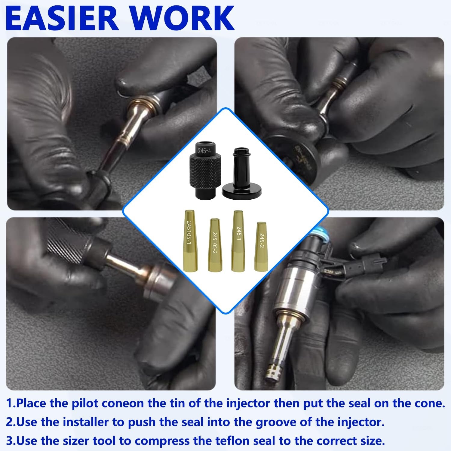 ZKTOOL GM245 fuel injector rail assembly remover tool with fuel injector seals for easy installation and removal.
