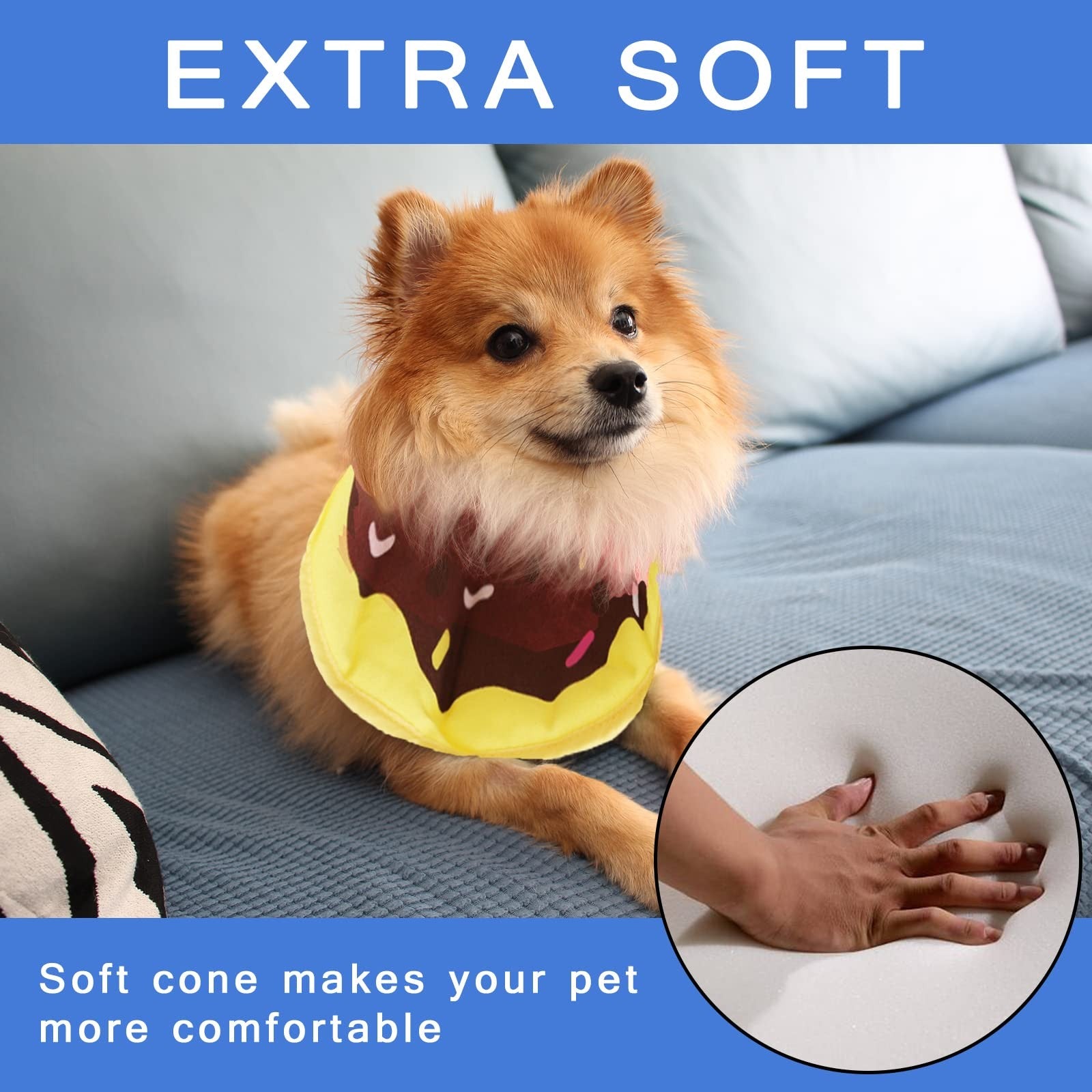 Lightweight soft dog cone by Leeper, adjustable Elizabethan collar for dogs to prevent licking and promote healing.
