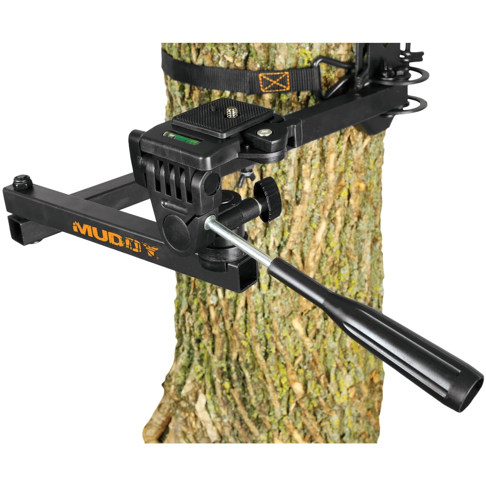 MUDDY Basic trail camera arm with pan head for precise game camera positioning, featuring adjustable mount and sturdy construction.