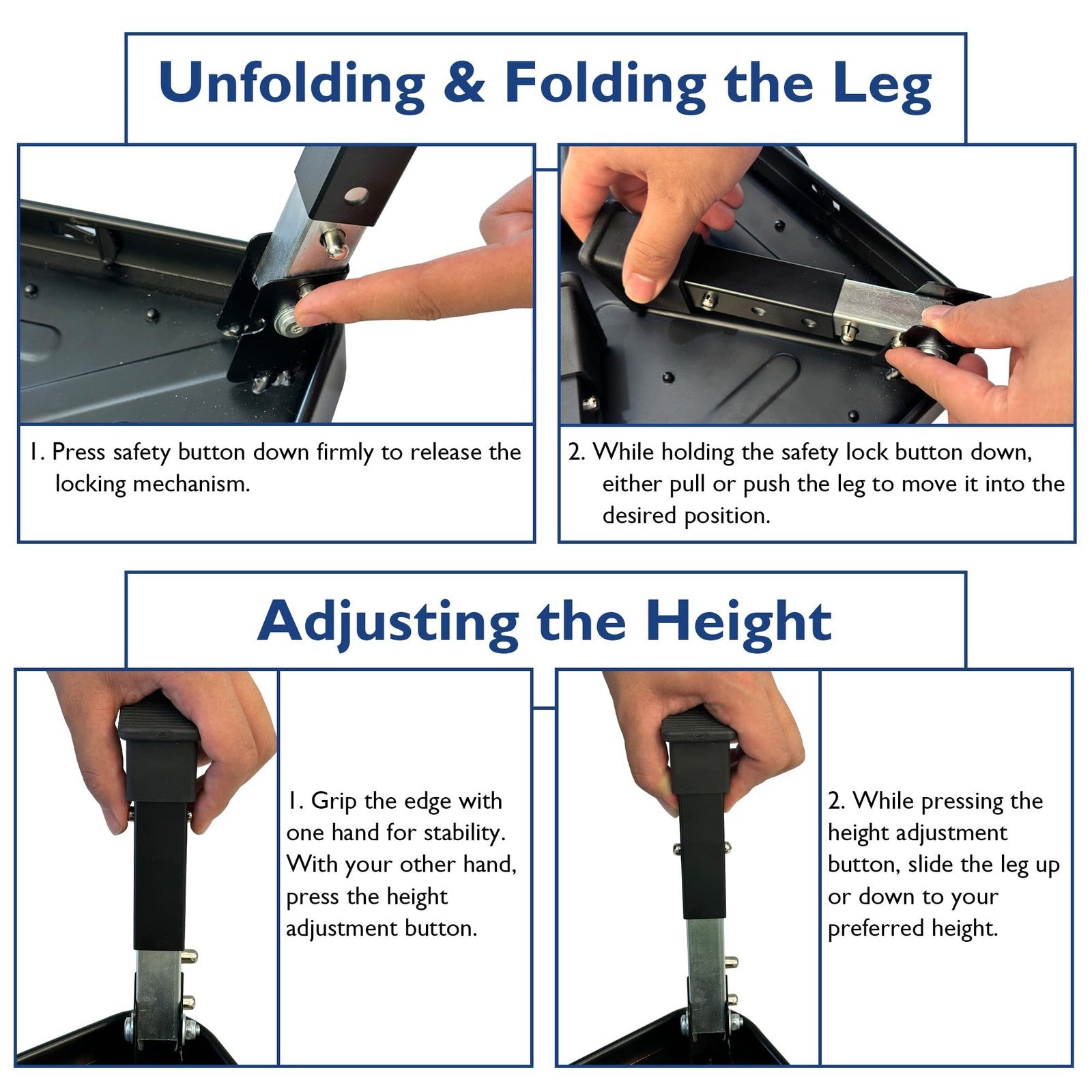 BONTEC folding 3-level metal step stool with anti-slip platform, adjustable height and sturdy construction for safe use.